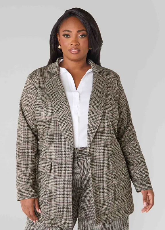 Plaid Open Front Blazer sold by Ashley Stewart