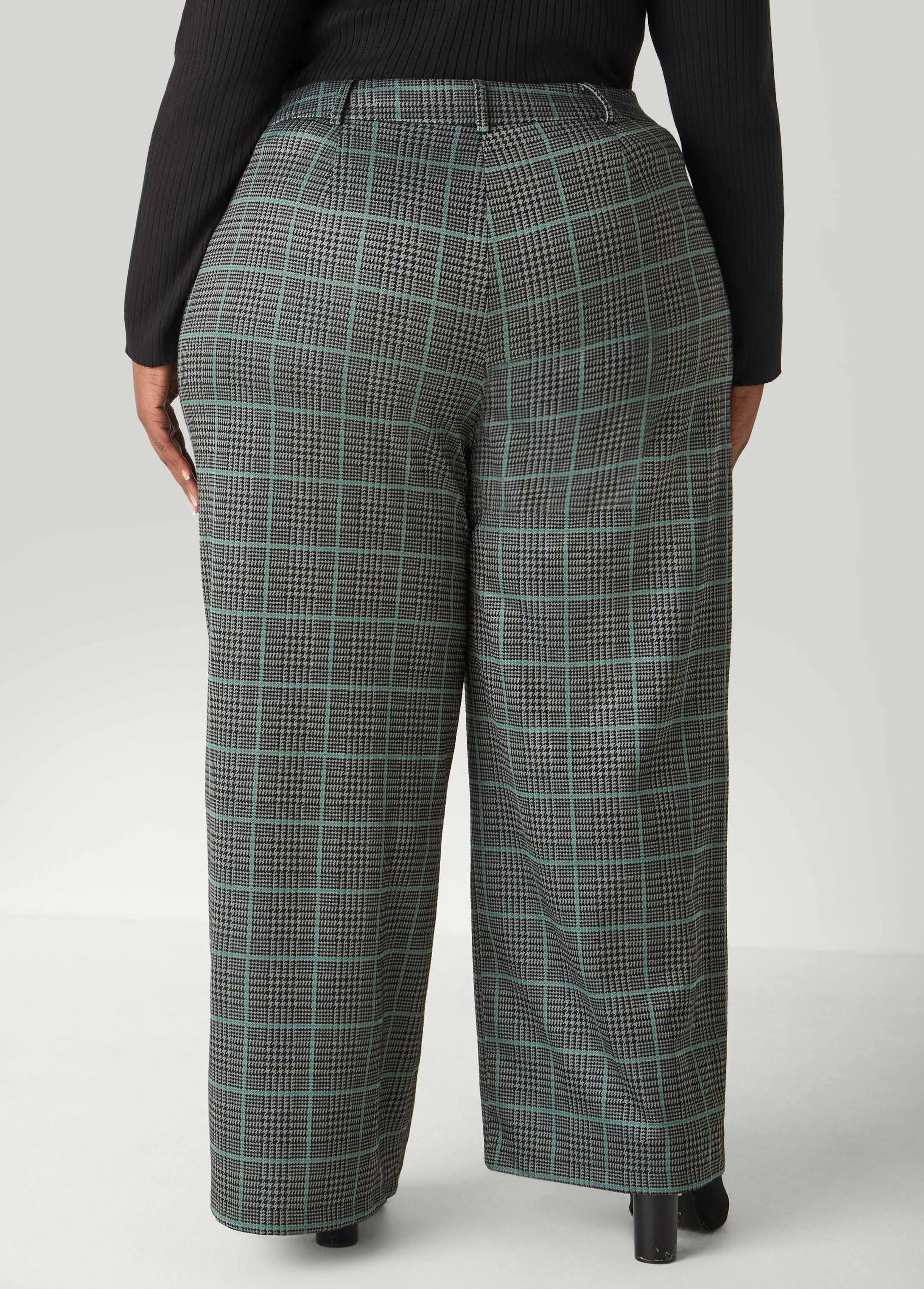 Plaid Pleated Wide Leg Pants sold by Ashley Stewart product image thumbnail 2
