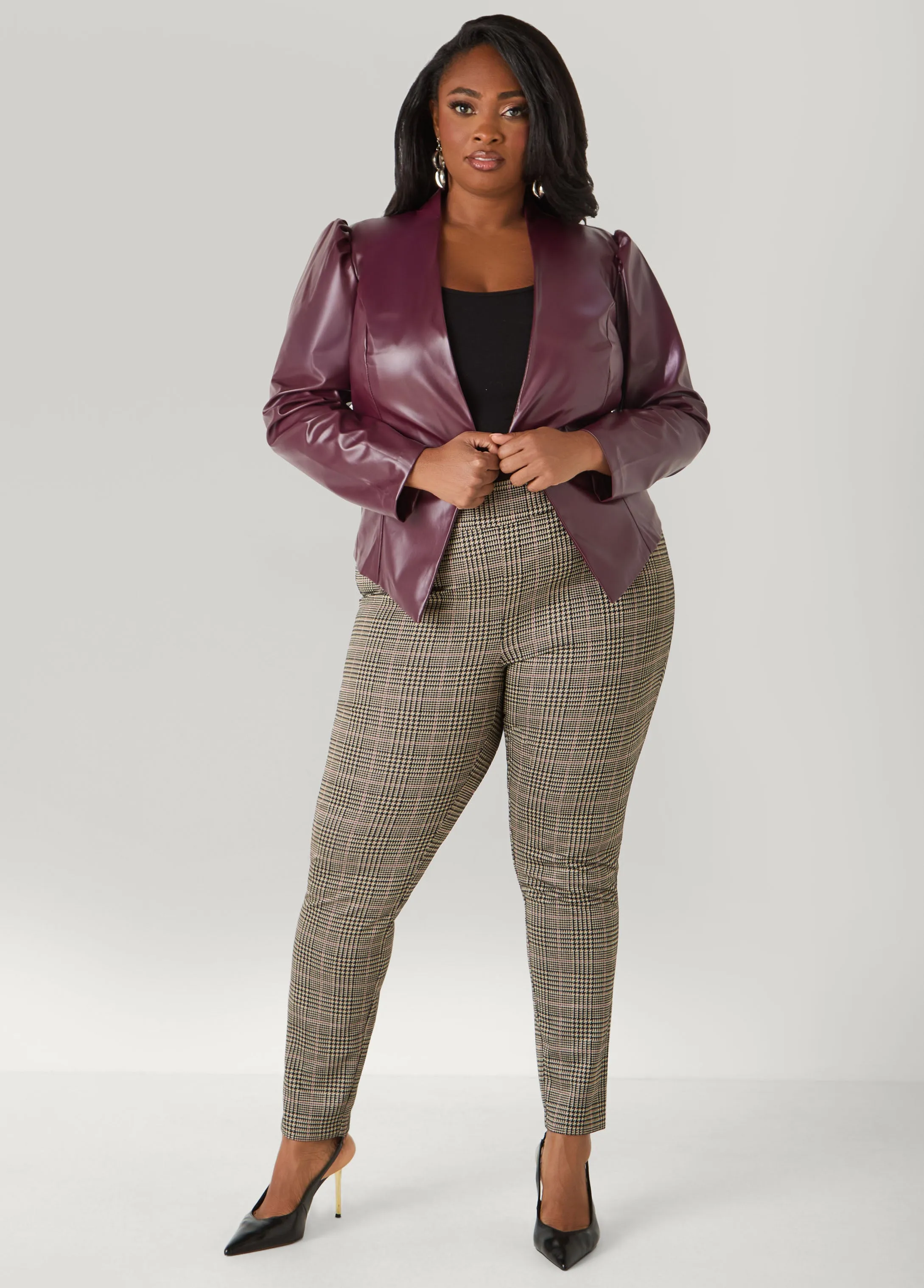 Puff Sleeve Faux Leather Jacket sold by Ashley Stewart product image thumbnail 3