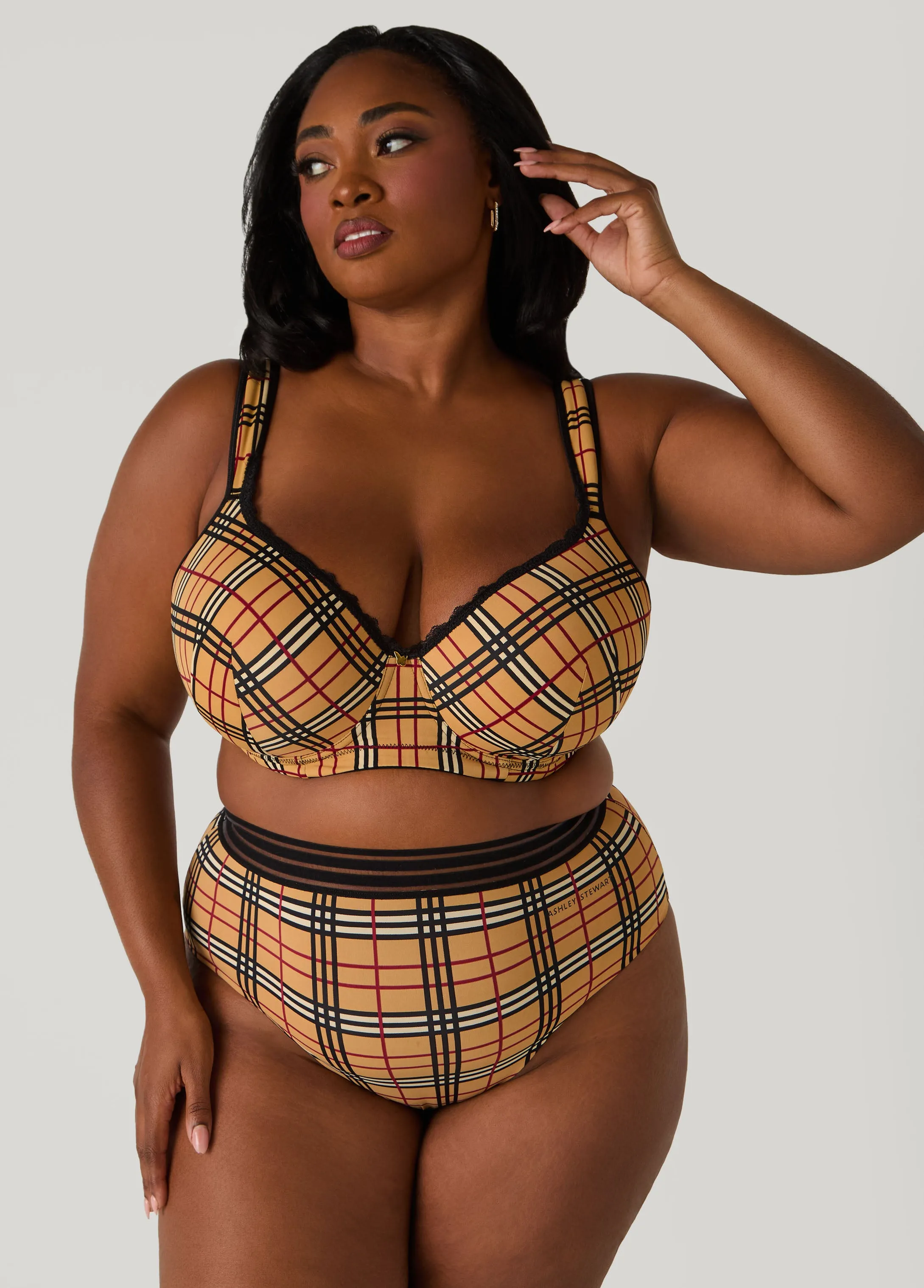 Plaid Sheer Waist Briefs sold by Ashley Stewart