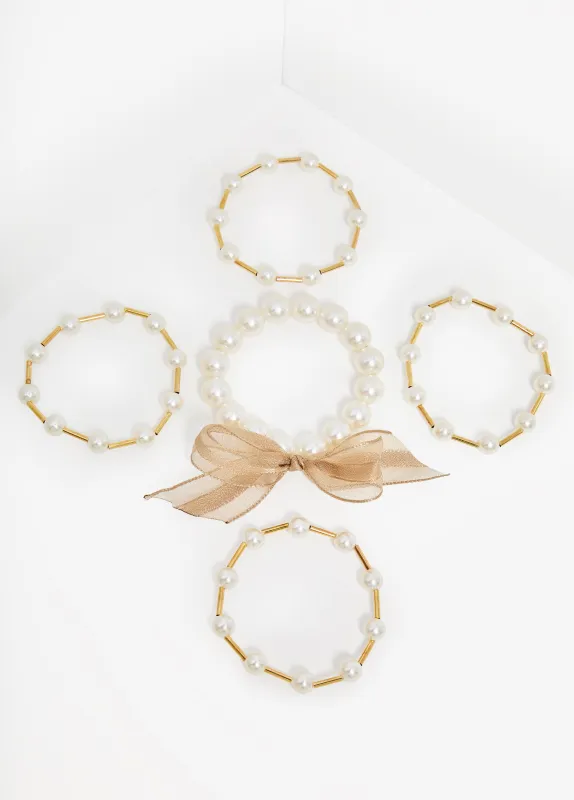 Faux Pearl And Gold Bracelets sold by Ashley Stewart