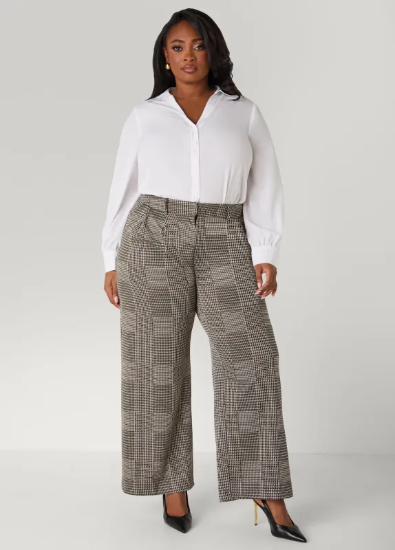 Pleated Plaid Wide Leg Pants sold by Ashley Stewart