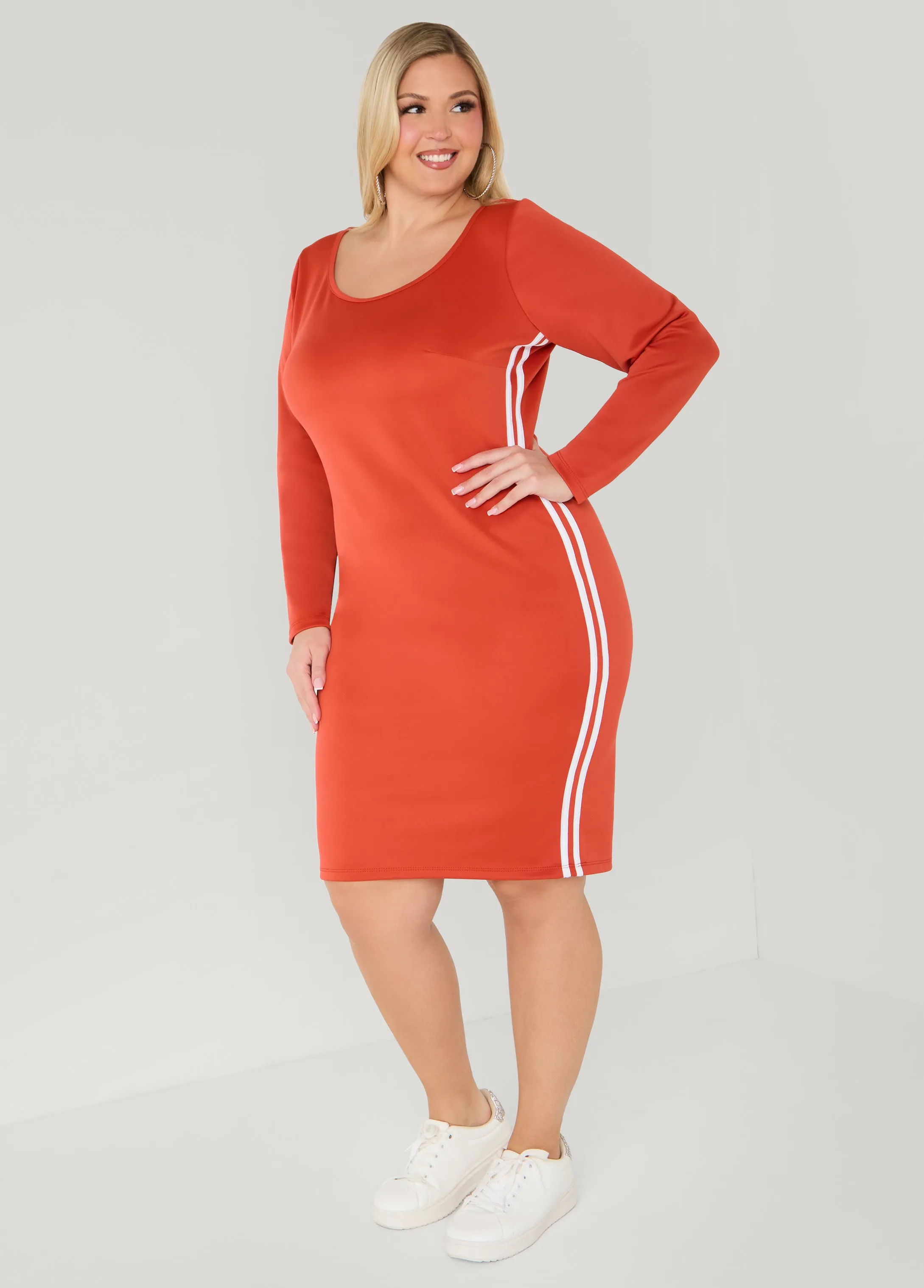 Stripe Trimmed Bodycon Dress sold by Ashley Stewart product image thumbnail 2