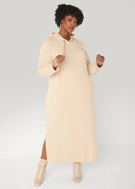 French Terry Hooded Maxi Dress sold by Ashley Stewart