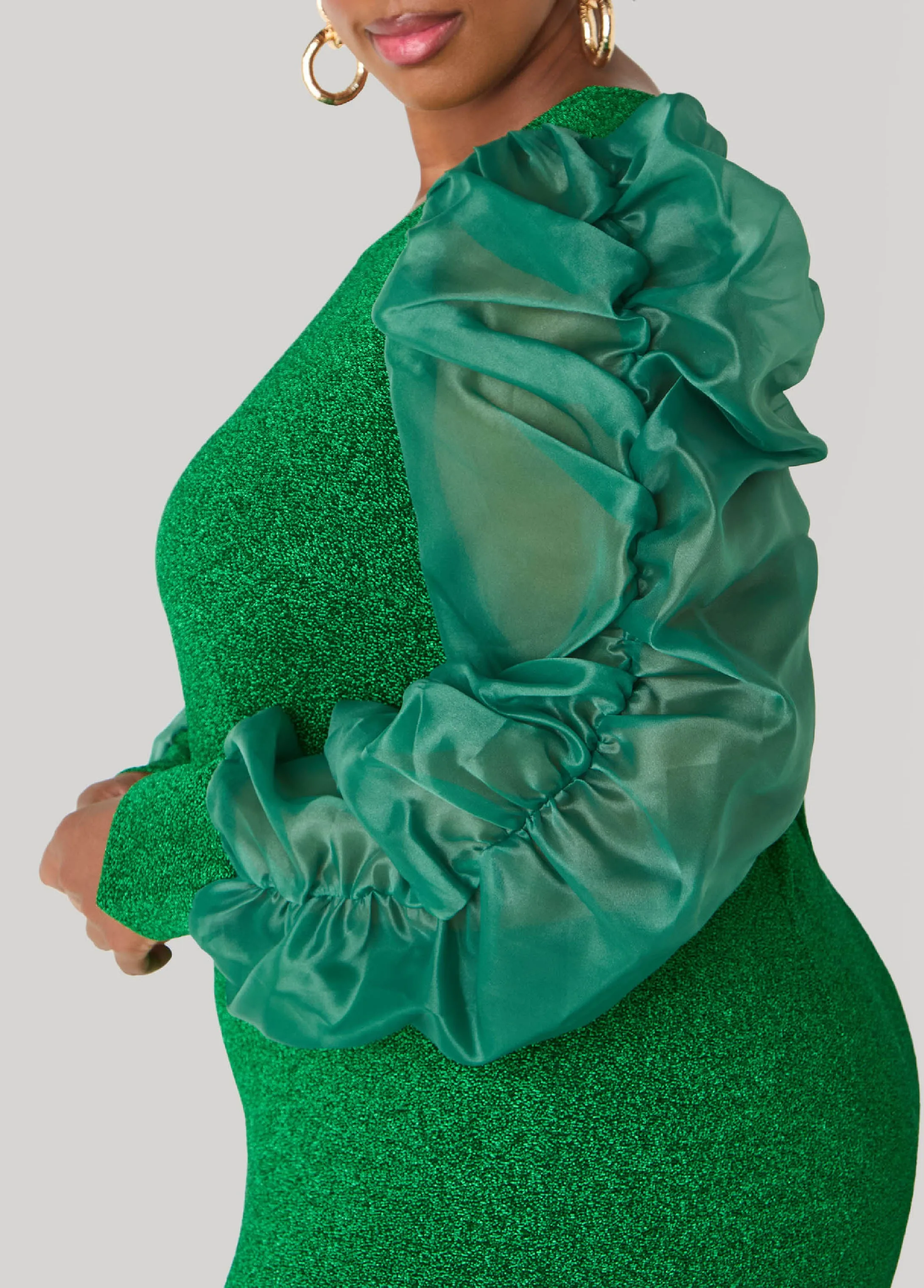 Organza Sleeved Lurex™ Dress sold by Ashley Stewart product image thumbnail 2