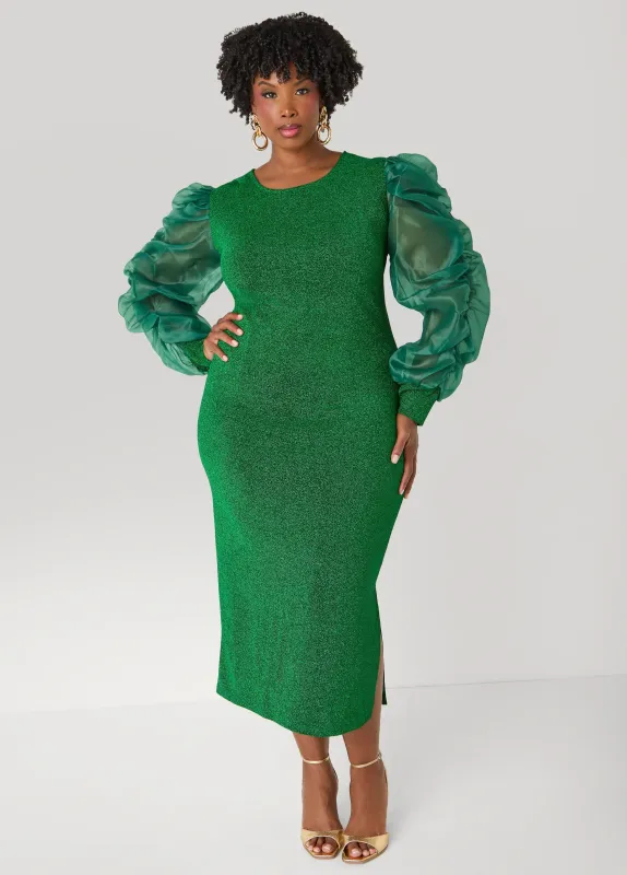 Organza Sleeved Lurex™ Dress sold by Ashley Stewart