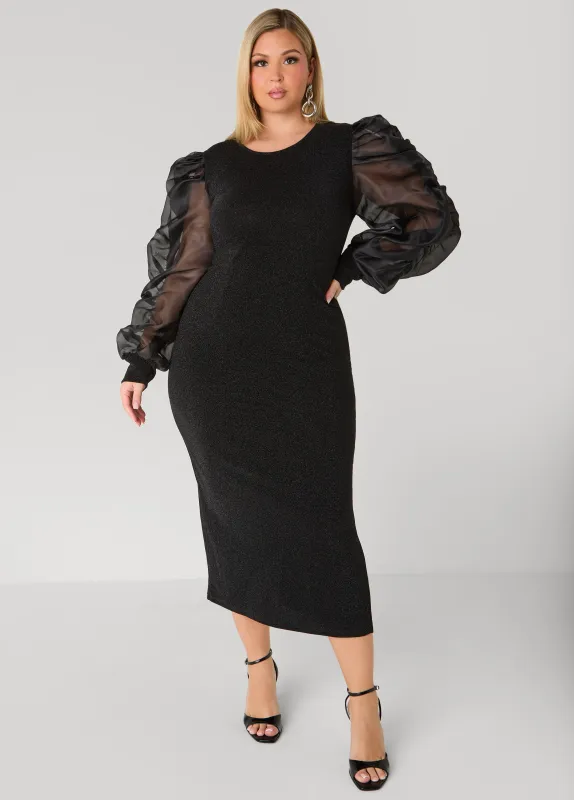 Organza Paneled Lurex™ Dress sold by Ashley Stewart