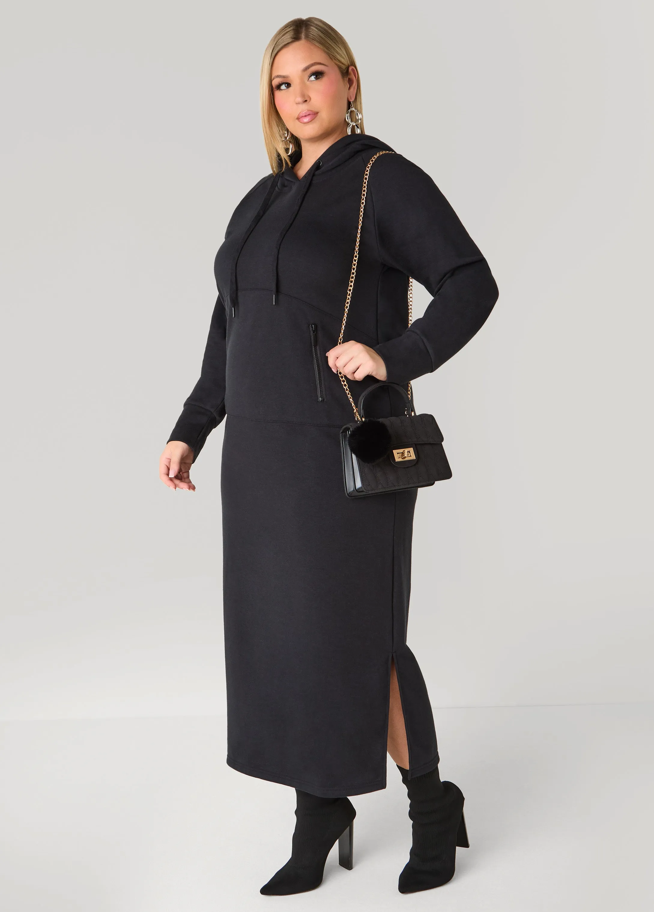 Hooded French Terry Maxi Dress sold by Ashley Stewart product image thumbnail 5