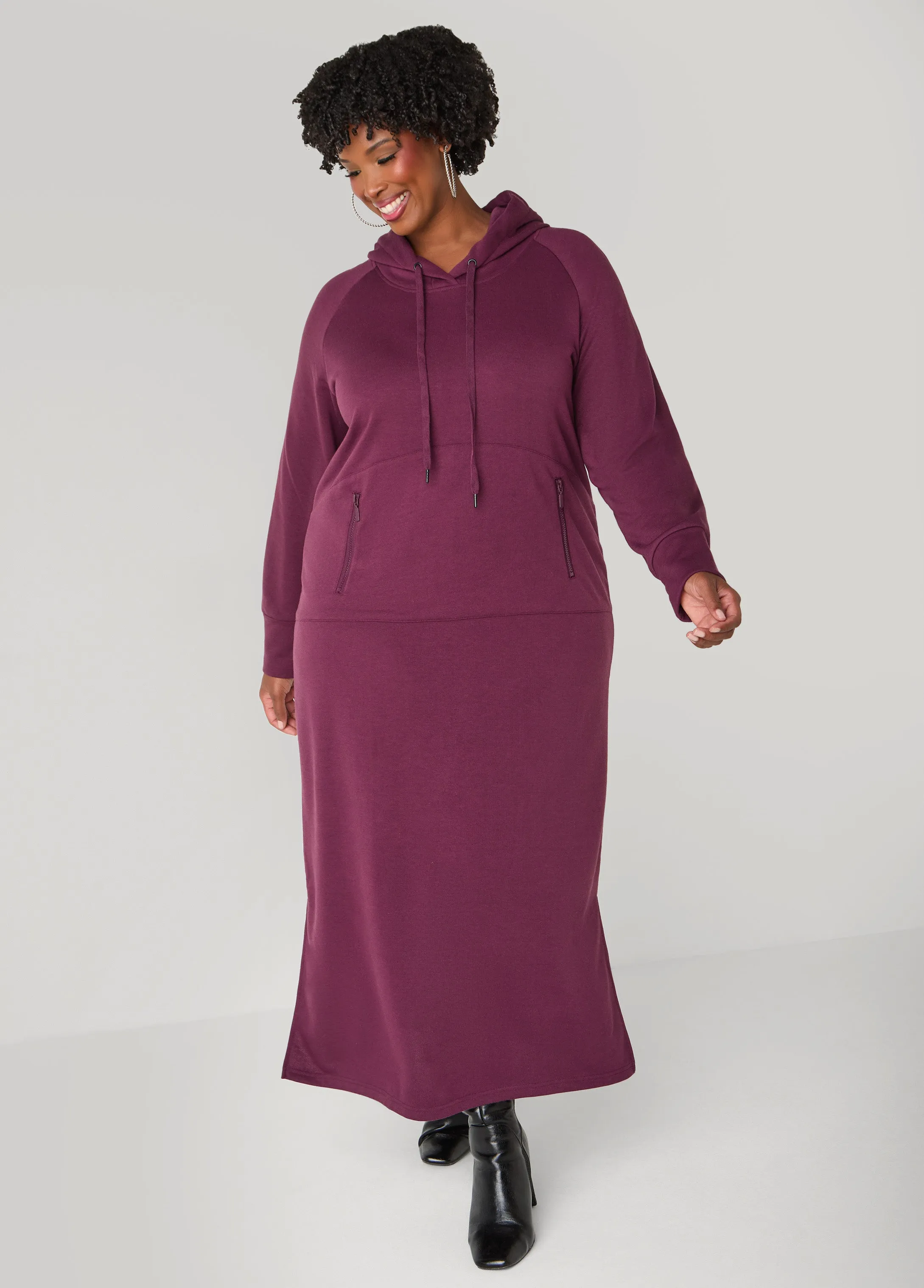 Hooded French Terry Maxi Dress sold by Ashley Stewart product image thumbnail 3