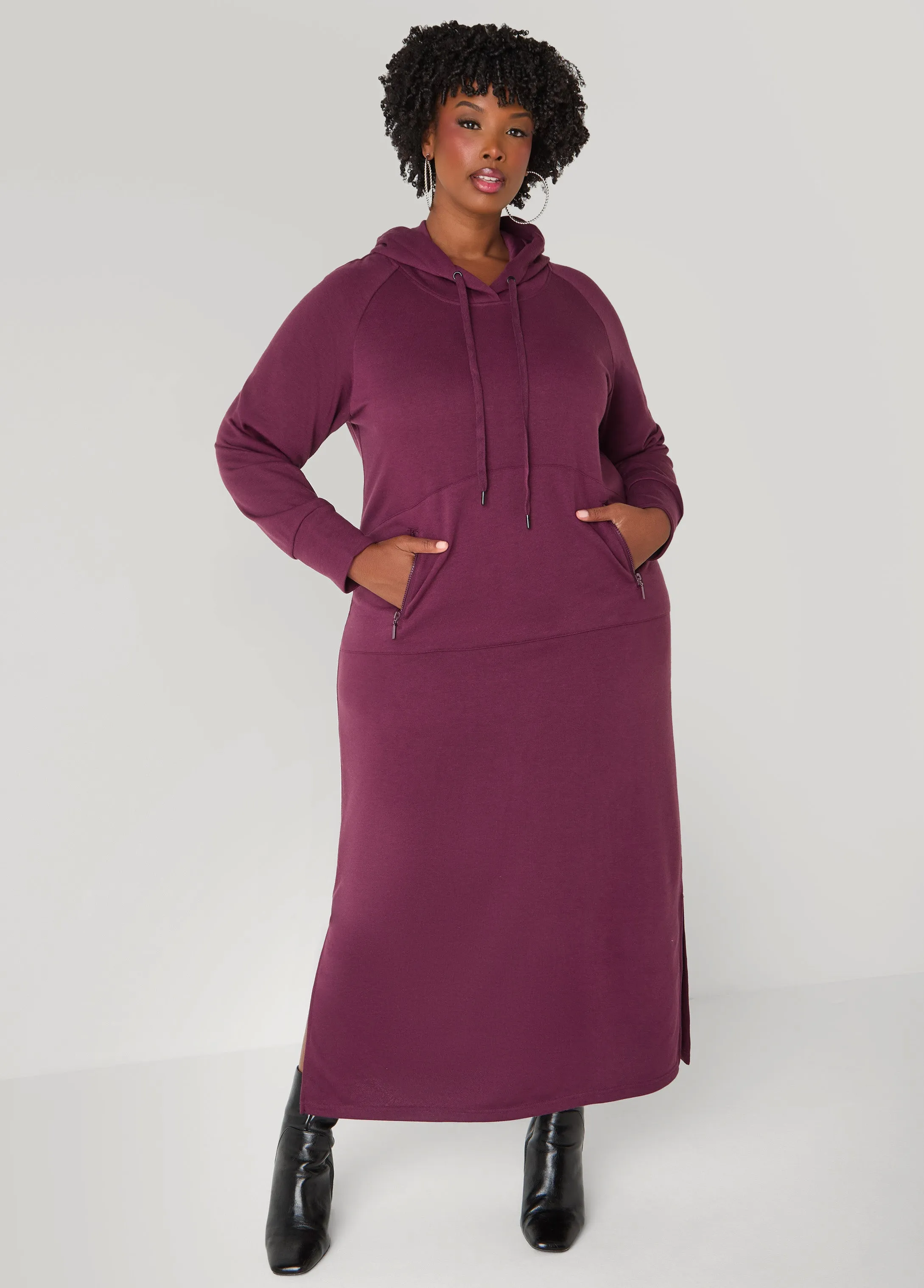 Hooded French Terry Maxi Dress sold by Ashley Stewart