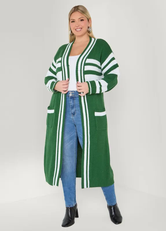 Open Front Striped Cardigan sold by Ashley Stewart