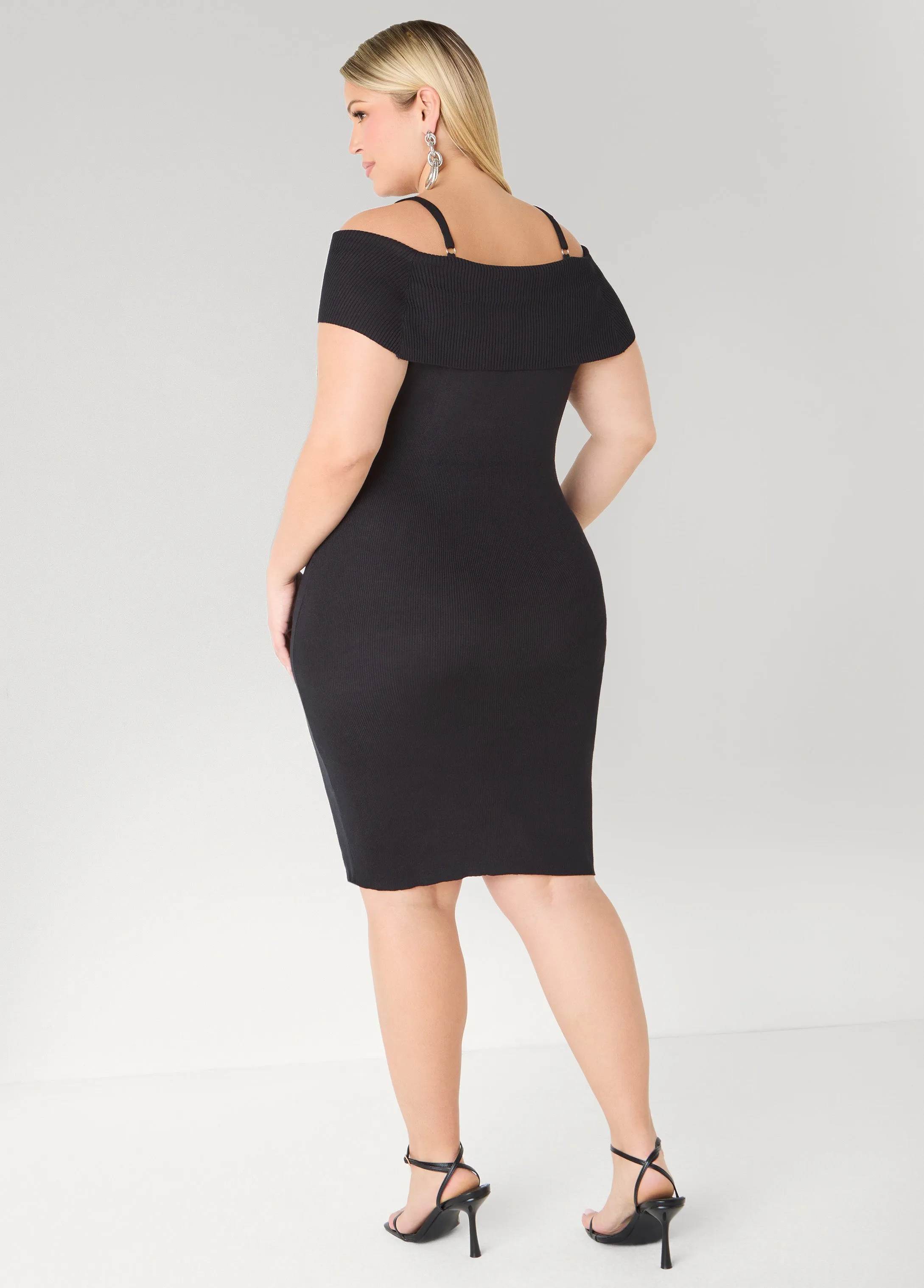 Cold Shoulder Buckle Bodycon Dress sold by Ashley Stewart product image thumbnail 2