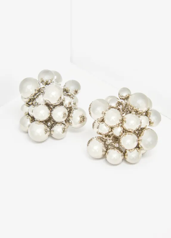 Cluster Silver Tone Bead Earrings sold by Ashley Stewart