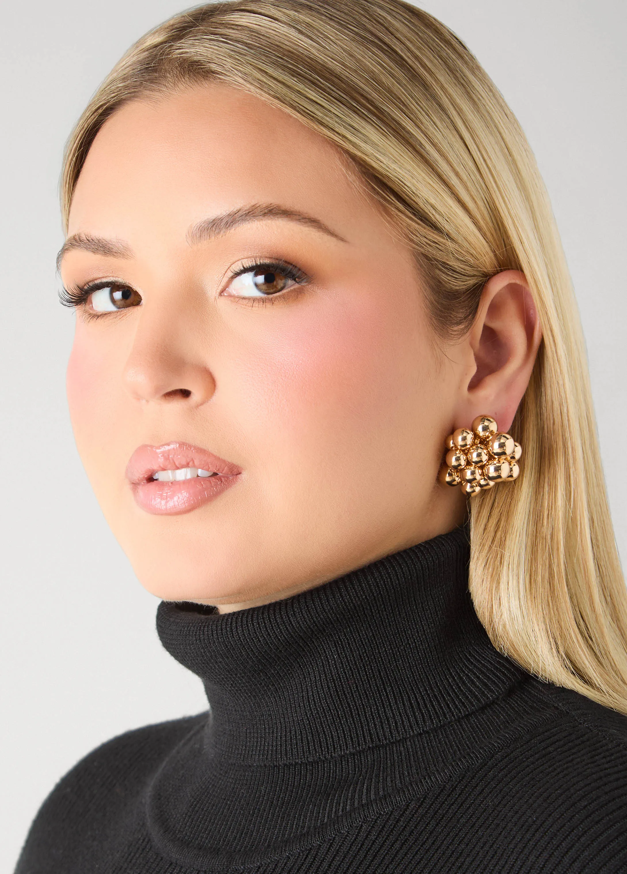 Cluster Gold Tone Bead Earrings sold by Ashley Stewart product image thumbnail 2