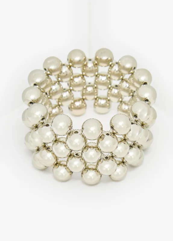 Silver Tone Bead Stretch Bracelet sold by Ashley Stewart