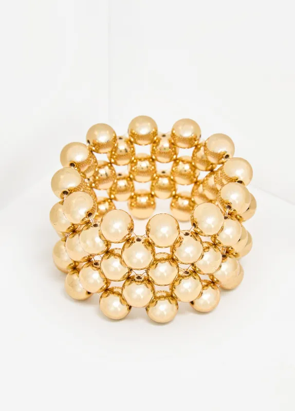 Gold Tone Bead Stretch Bracelet sold by Ashley Stewart
