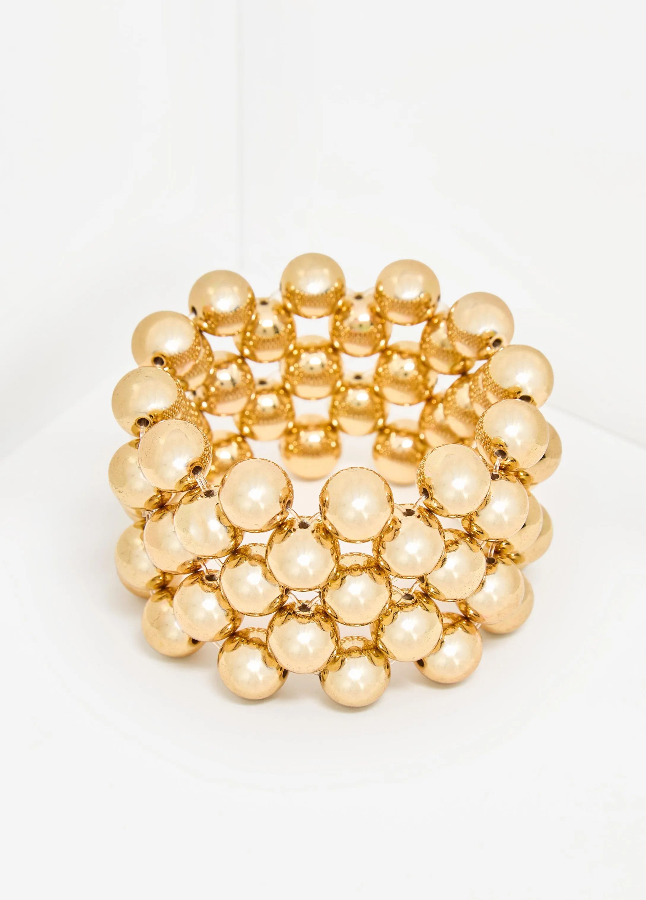 Gold Tone Bead Stretch Bracelet sold by Ashley Stewart