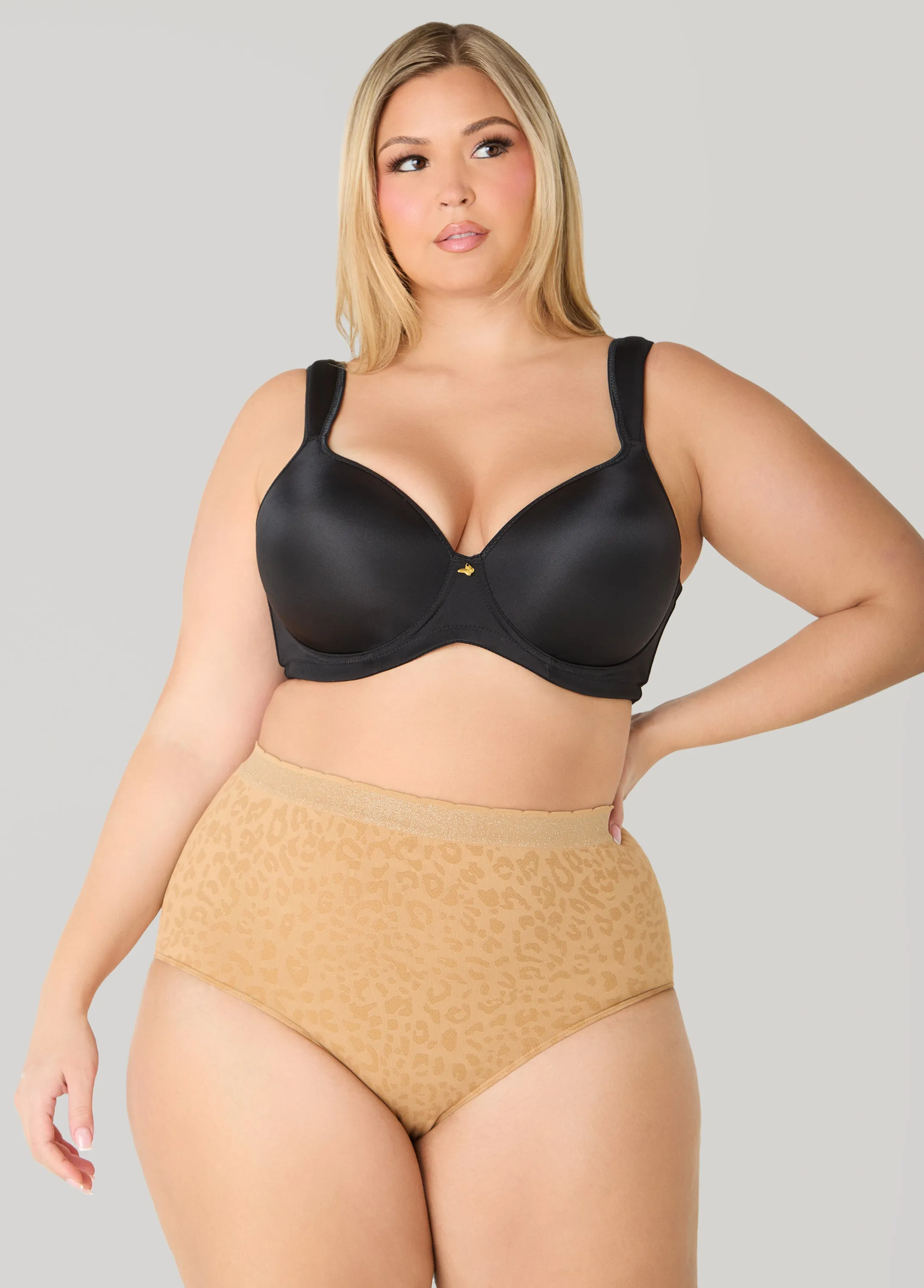 Seamless Leopard Jacquard Briefs sold by Ashley Stewart