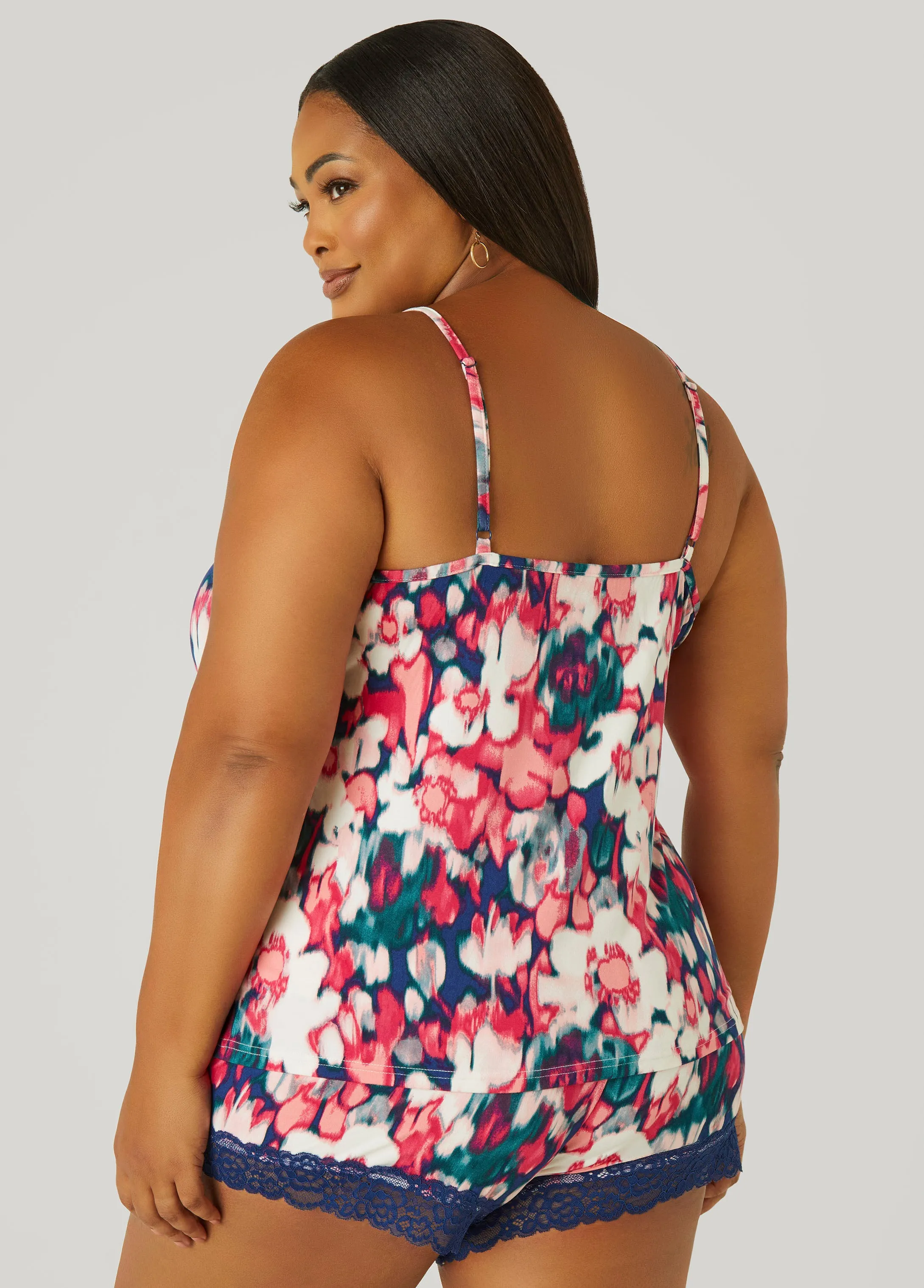 Watercolor Print PJs Shorts Set sold by Ashley Stewart product image thumbnail 5