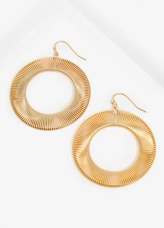 Ribbed Gold Tone Hoop Earrings sold by Ashley Stewart