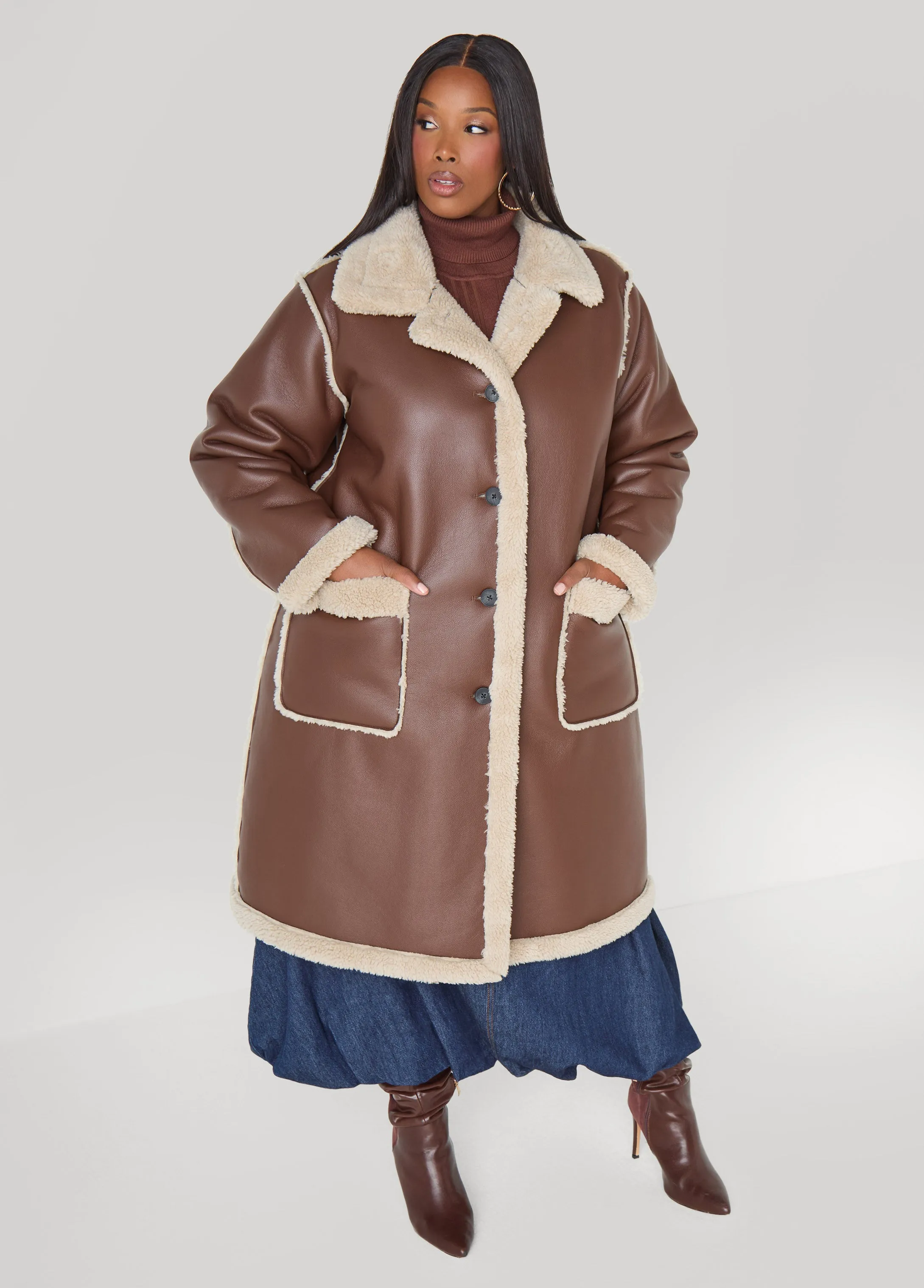 Faux Shearling Coat sold by Ashley Stewart product image thumbnail 3
