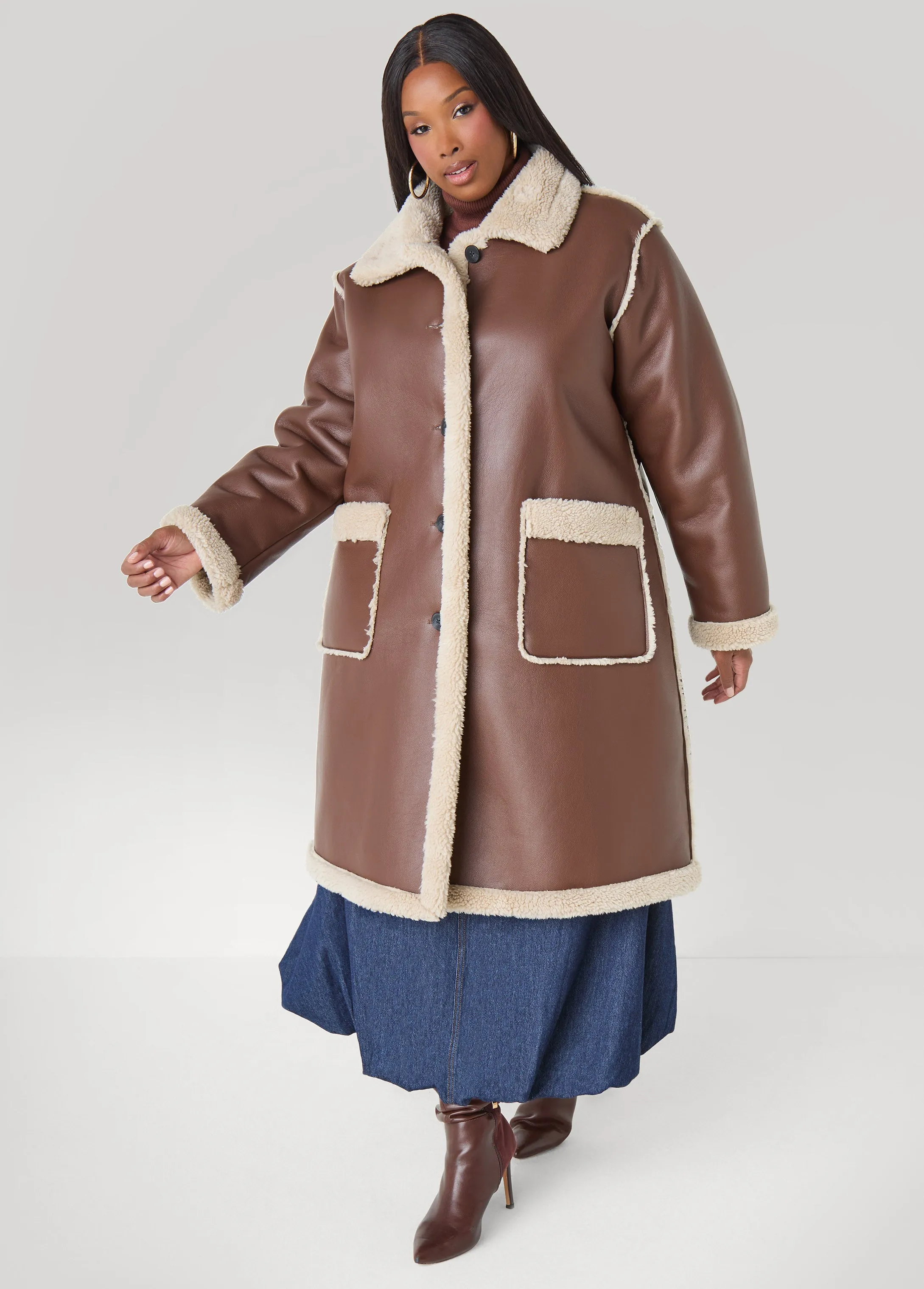 Faux Shearling Coat sold by Ashley Stewart product image thumbnail 4