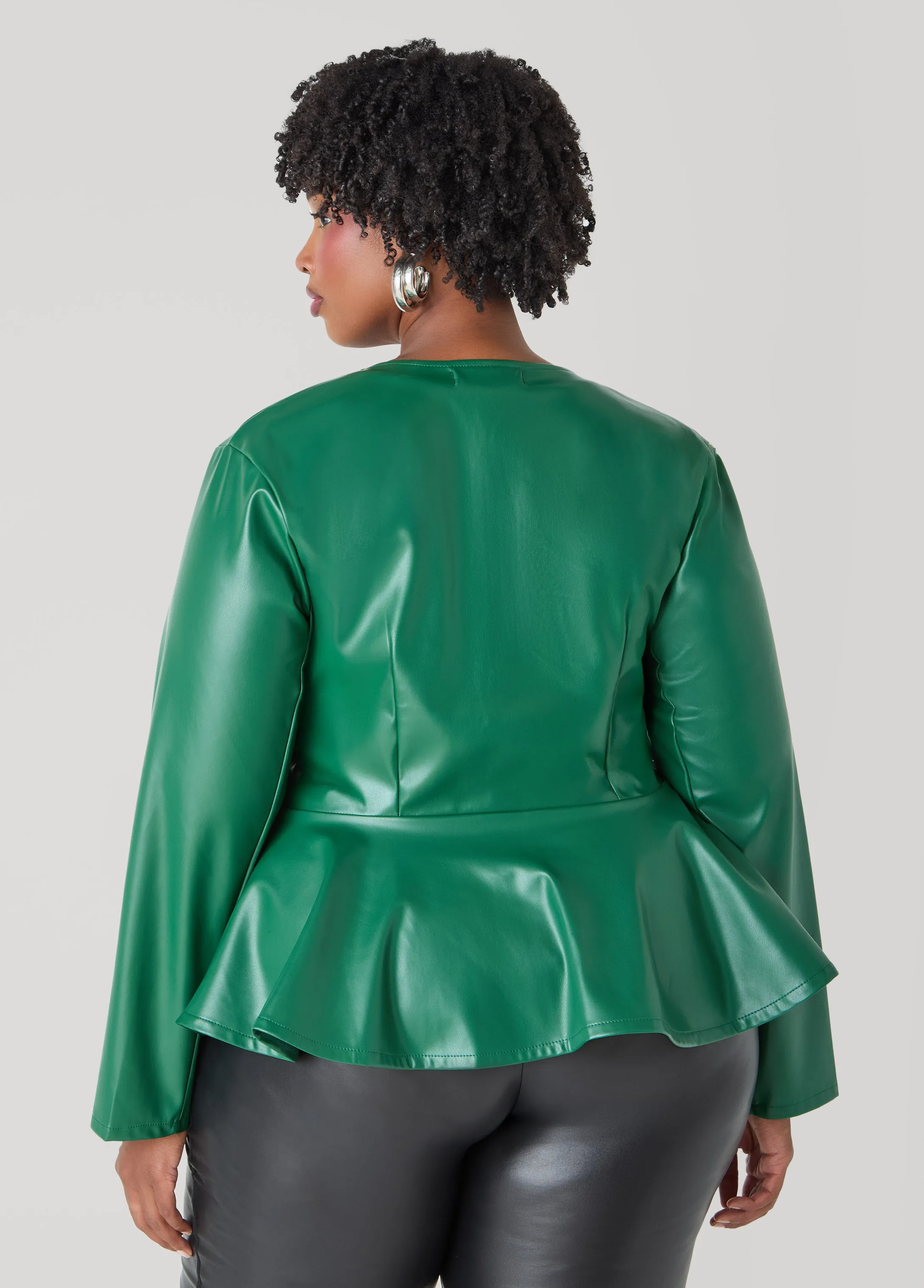 Faux Leather Peplum Jacket sold by Ashley Stewart product image thumbnail 4