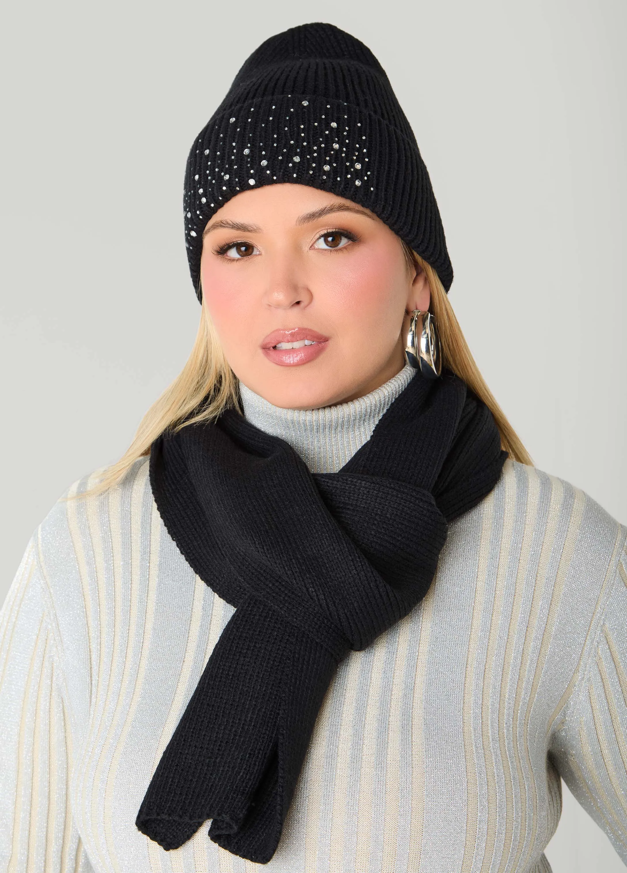 Crystal Hat And Scarf Gift Set sold by Ashley Stewart product image thumbnail 2
