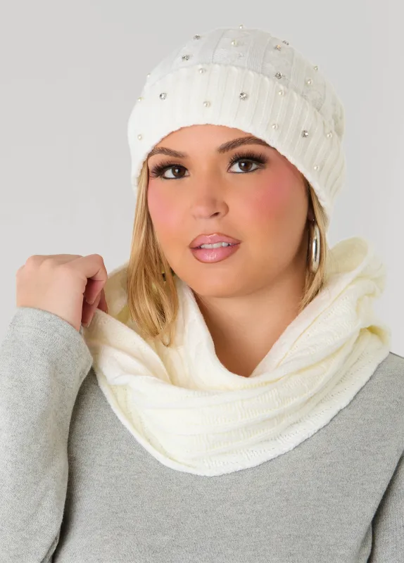 Faux Pearl And Crystal Hat Gift Set sold by Ashley Stewart