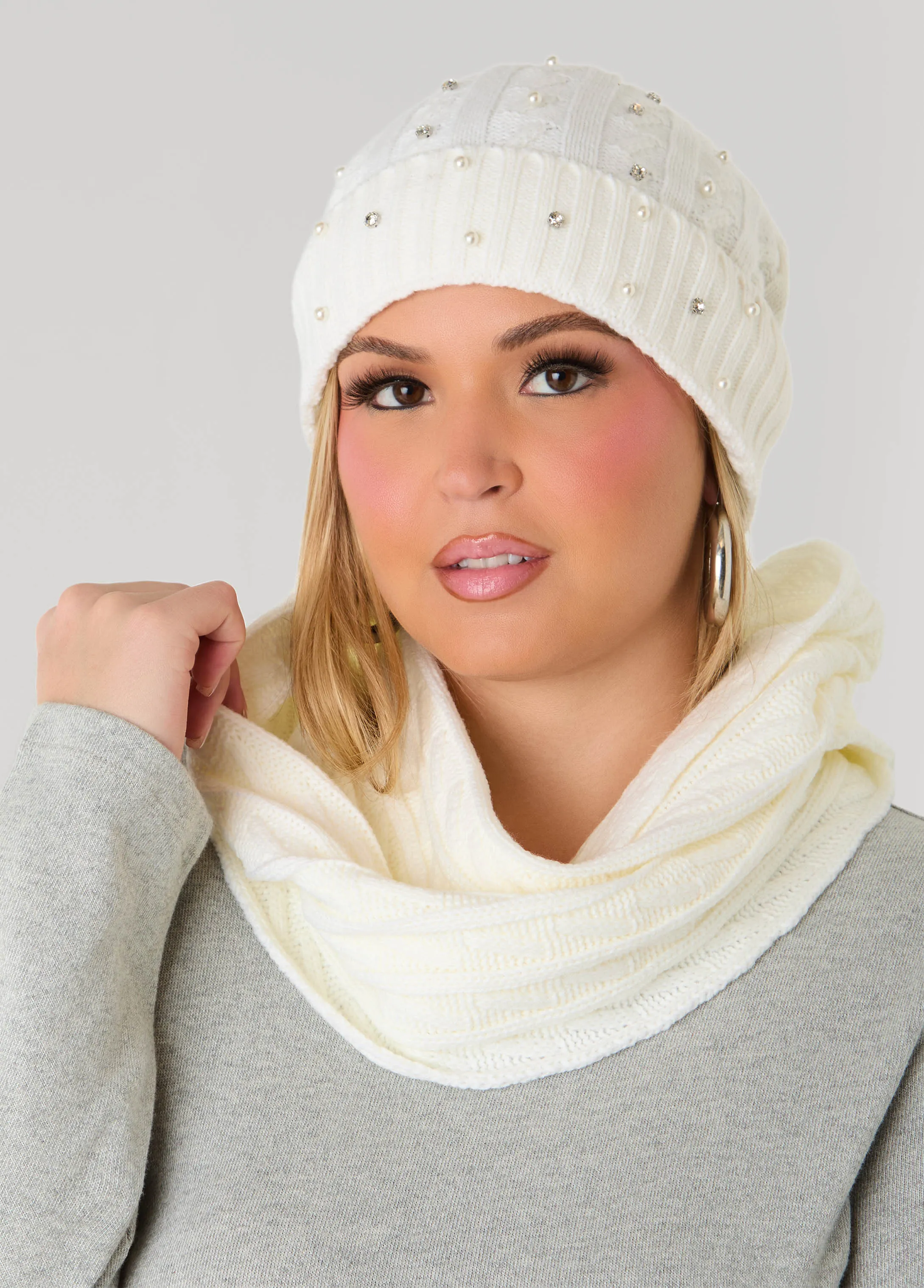 Faux Pearl And Crystal Hat Gift Set sold by Ashley Stewart