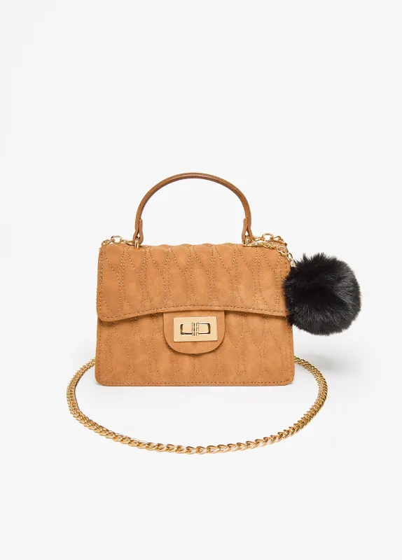 Pompom Faux Suede Crossbody Bag sold by Ashley Stewart