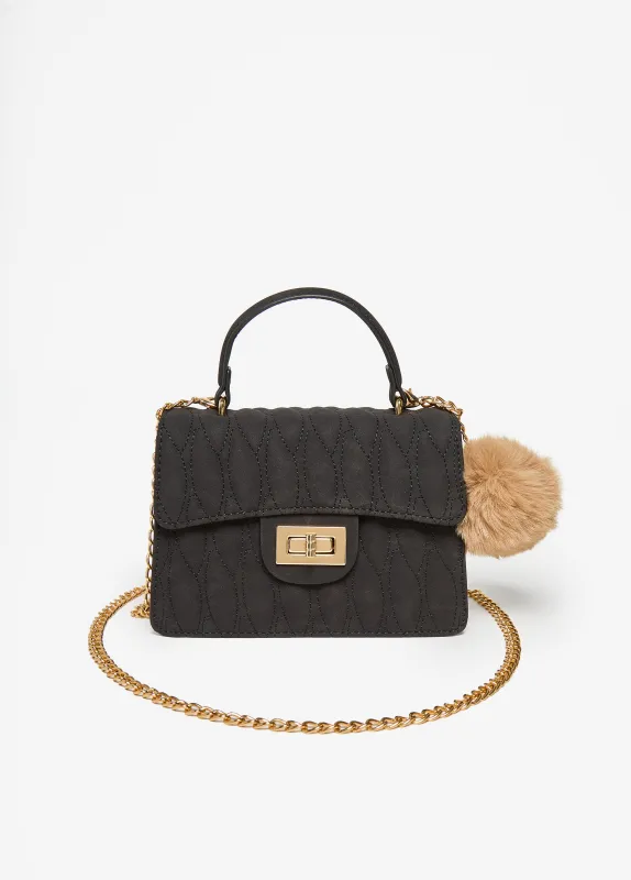 Pompom Faux Suede Crossbody sold by Ashley Stewart
