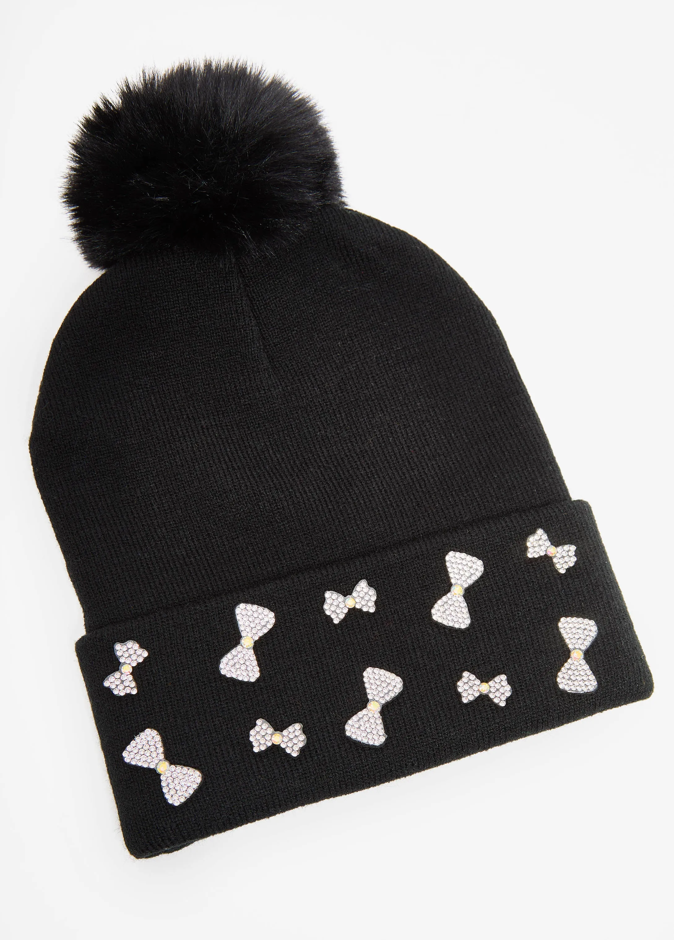 Bow Embellished Beanie sold by Ashley Stewart