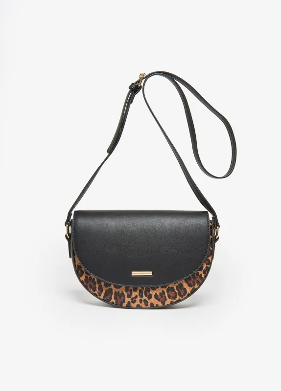 Animal Print Paneled Crescent Bag sold by Ashley Stewart
