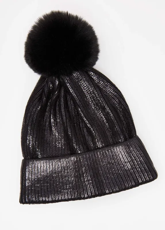 Coated Ribbed Knit Beanie sold by Ashley Stewart