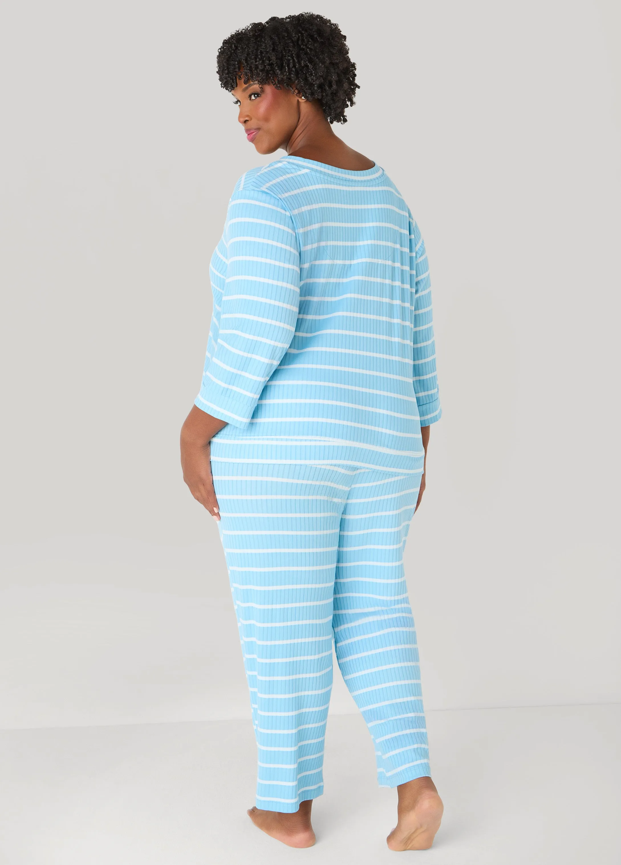 Anne Klein Striped Pajama Set sold by Ashley Stewart product image thumbnail 4