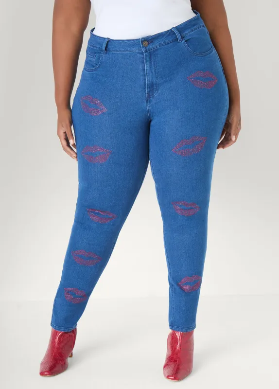 Crystal Lips Skinny Jeans sold by Ashley Stewart