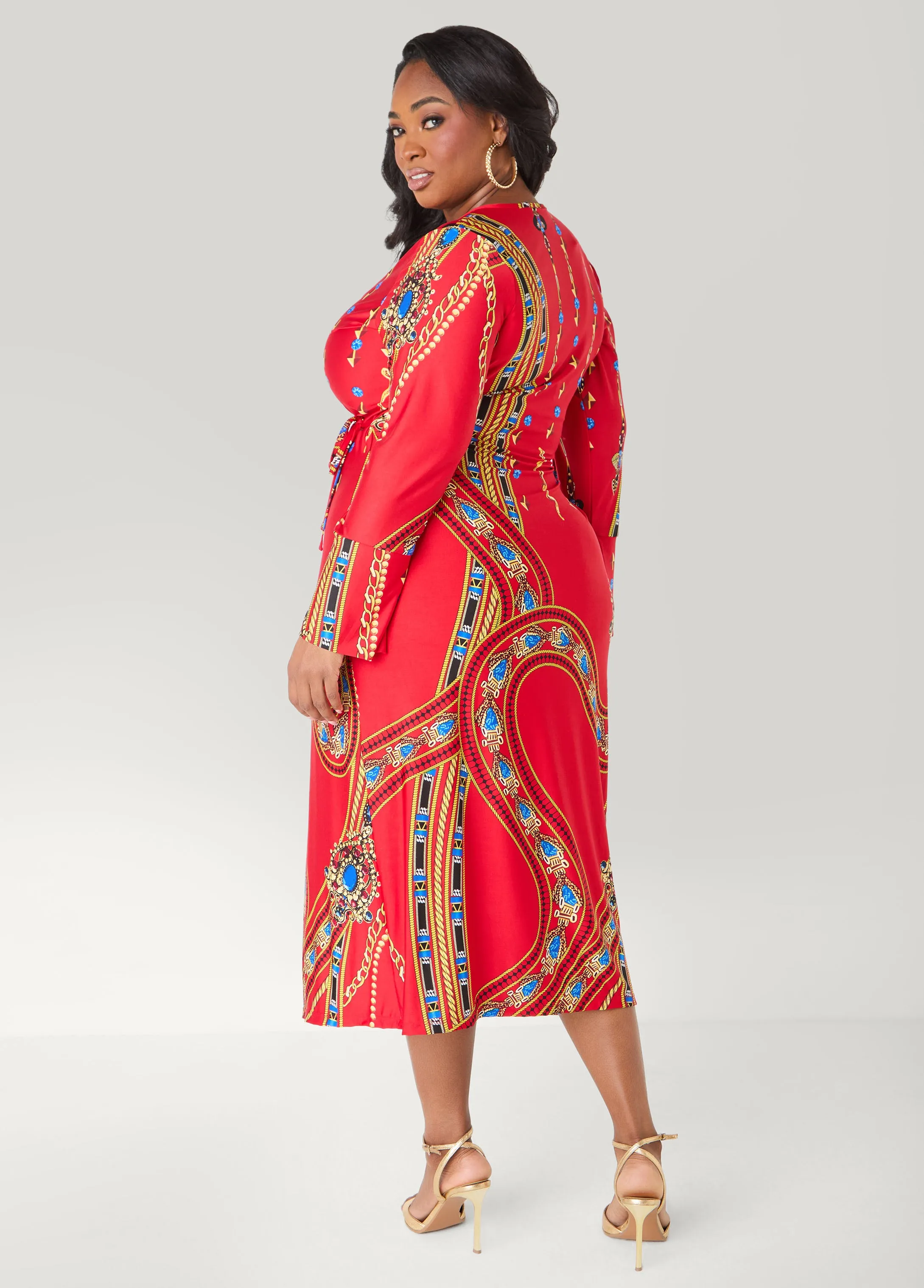 Jewel Print Maxi Wrap Dress sold by Ashley Stewart product image thumbnail 4