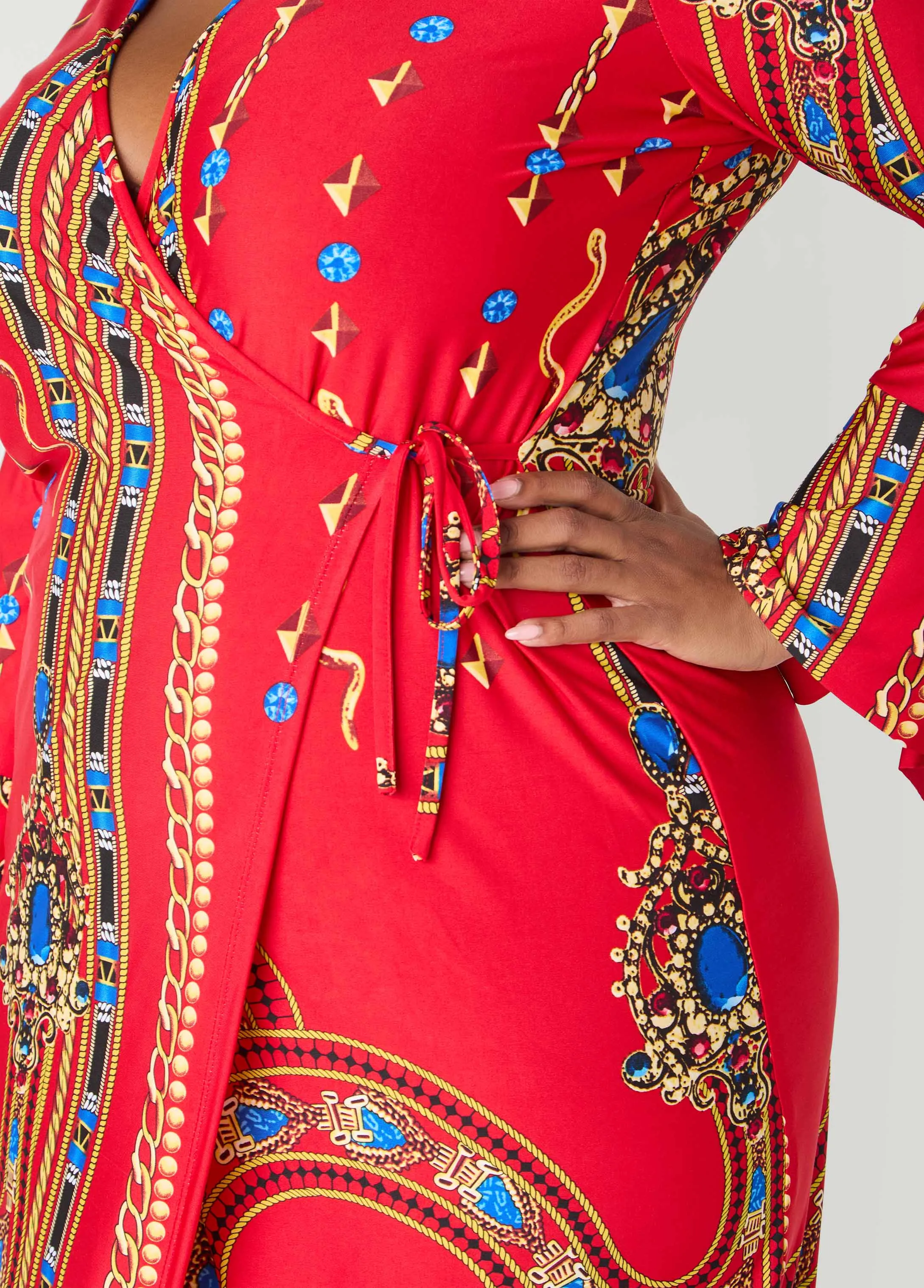 Jewel Print Maxi Wrap Dress sold by Ashley Stewart product image thumbnail 2