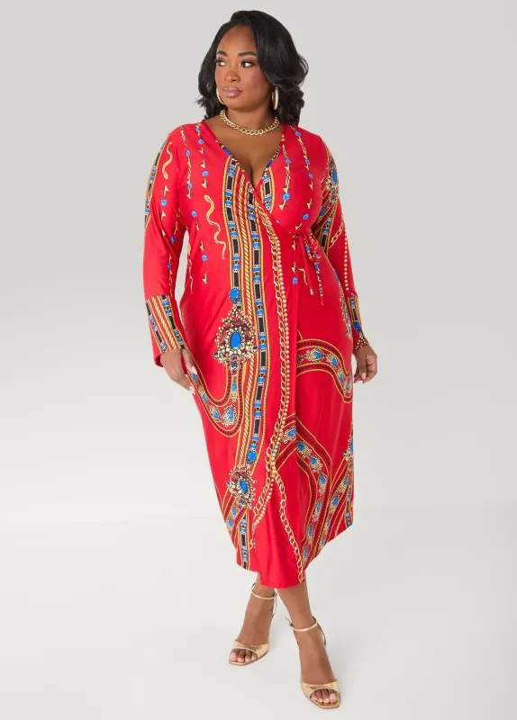 Jewel Print Maxi Wrap Dress made by Ashley Stewart