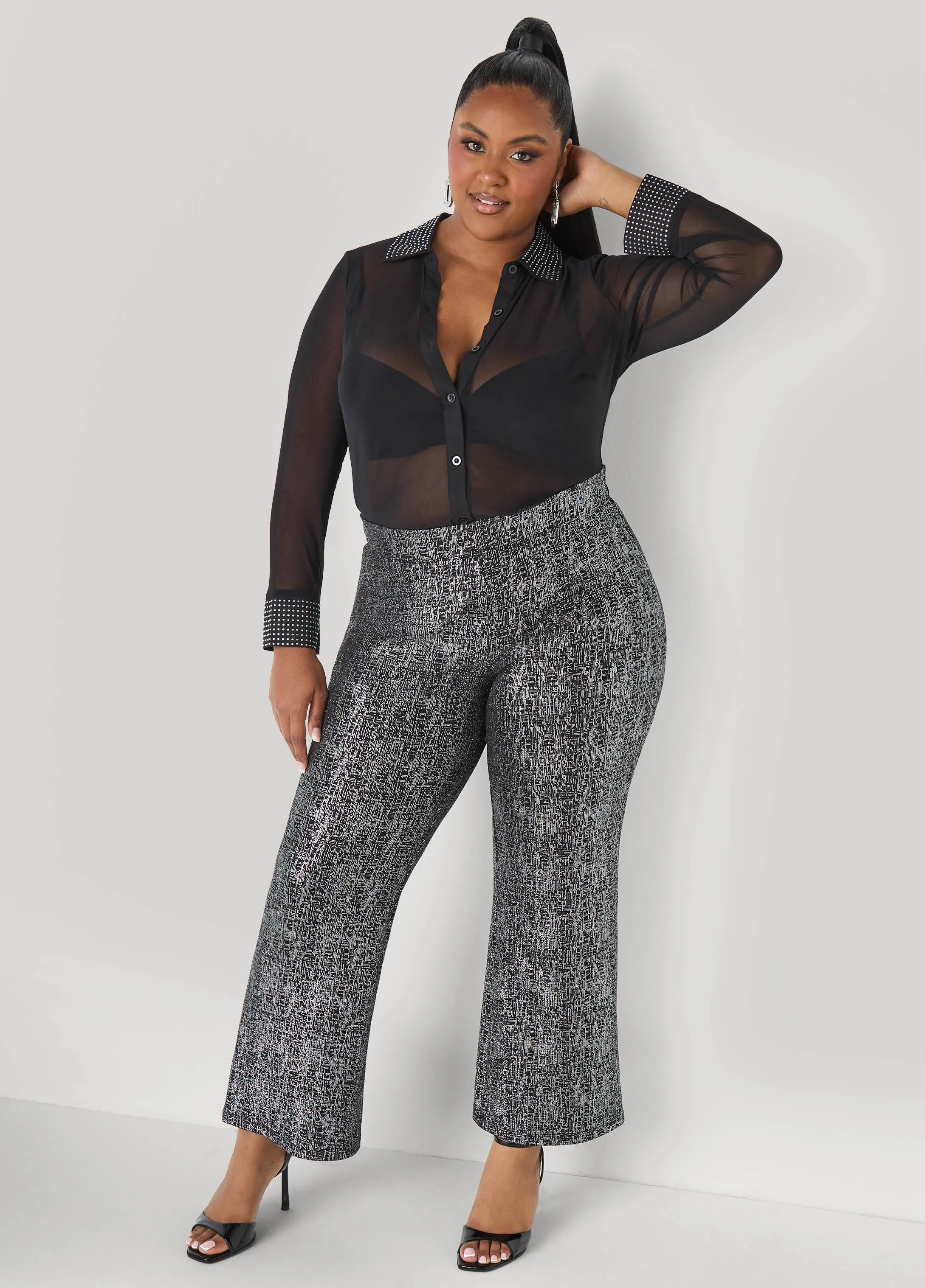 Metallic Wide Leg Pants sold by Ashley Stewart product image thumbnail 2
