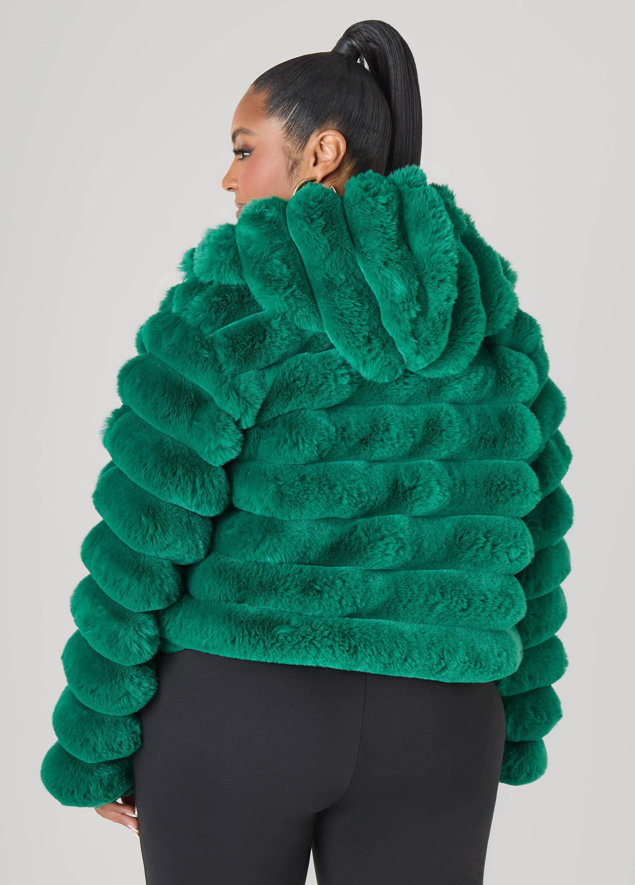 Pom Pom Faux Fur Jacket sold by Ashley Stewart product image thumbnail 5