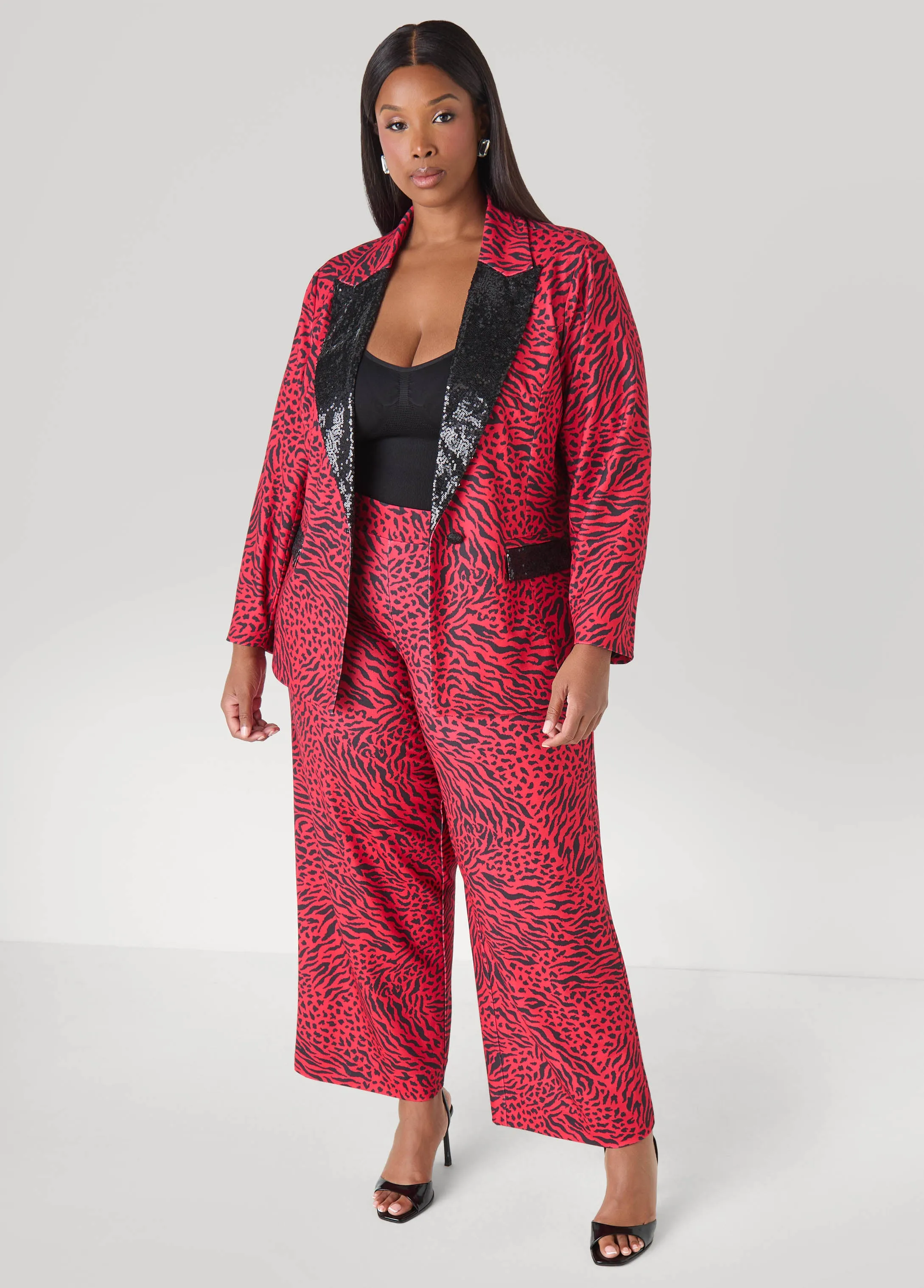 Sequined Animal Print Pants sold by Ashley Stewart product image thumbnail 5