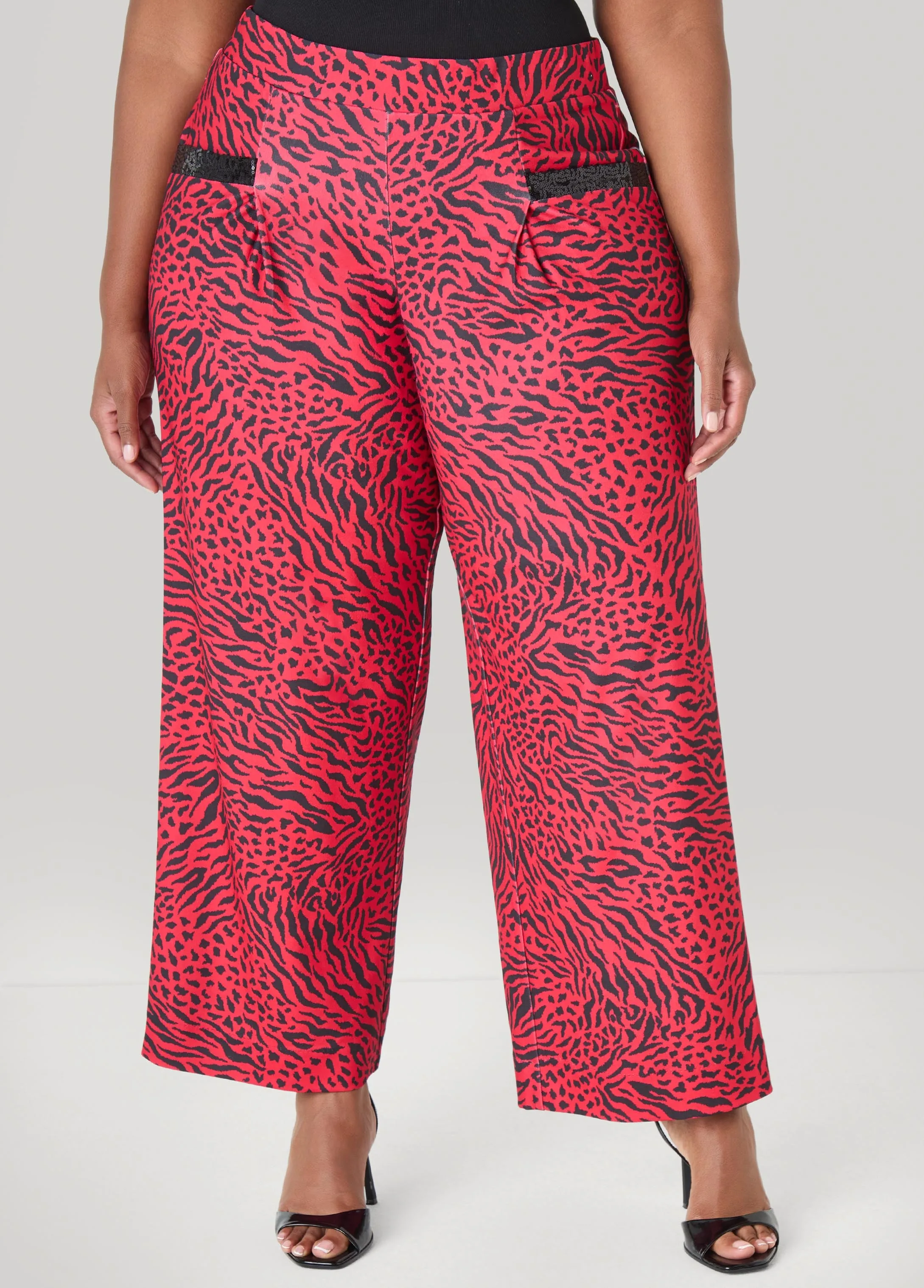 Sequined Animal Print Pants sold by Ashley Stewart product image thumbnail 3