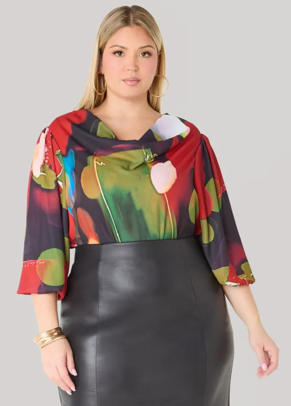 Printed Cowl Neck Blouse sold by Ashley Stewart