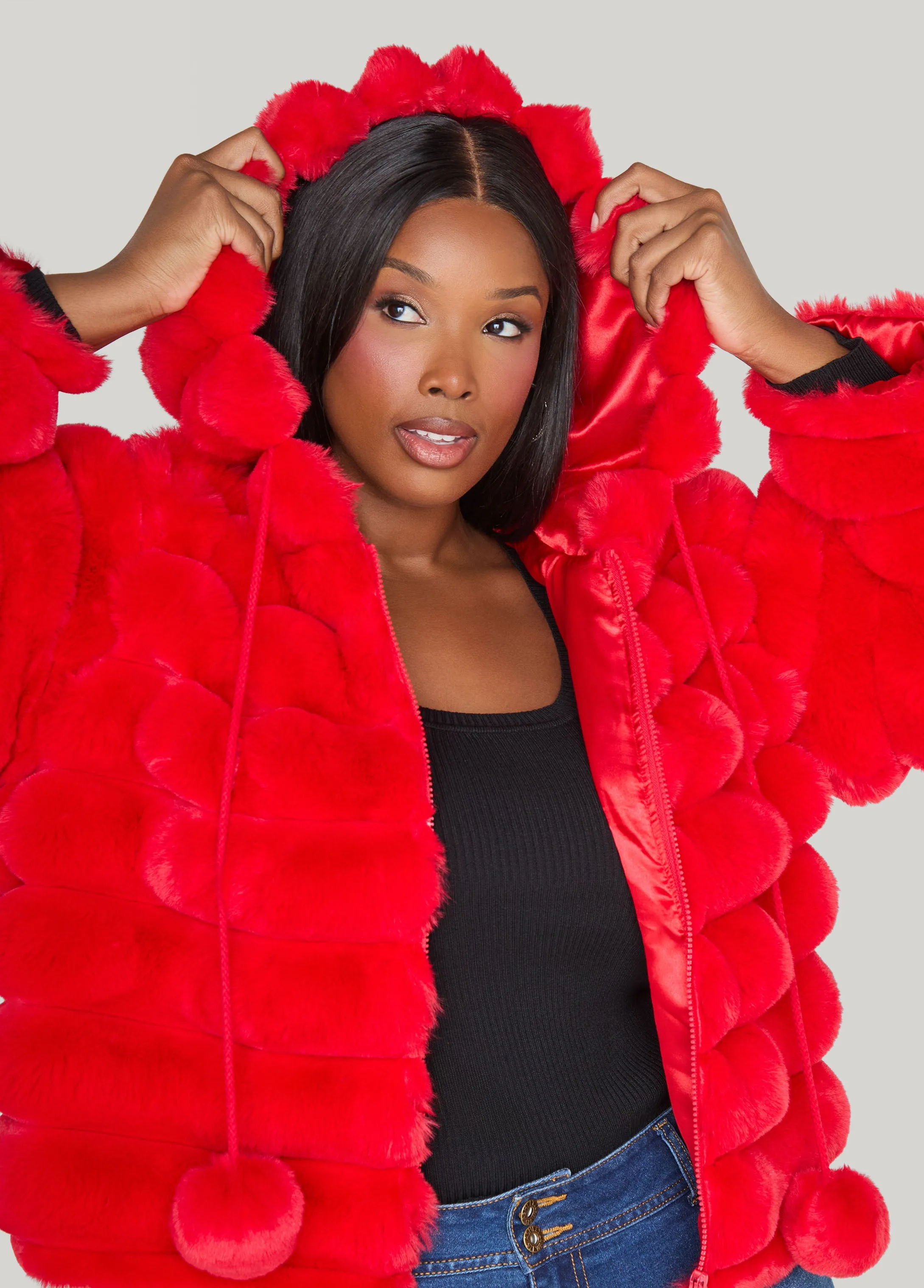 Puff Effect Faux Fur Jacket sold by Ashley Stewart product image thumbnail 3
