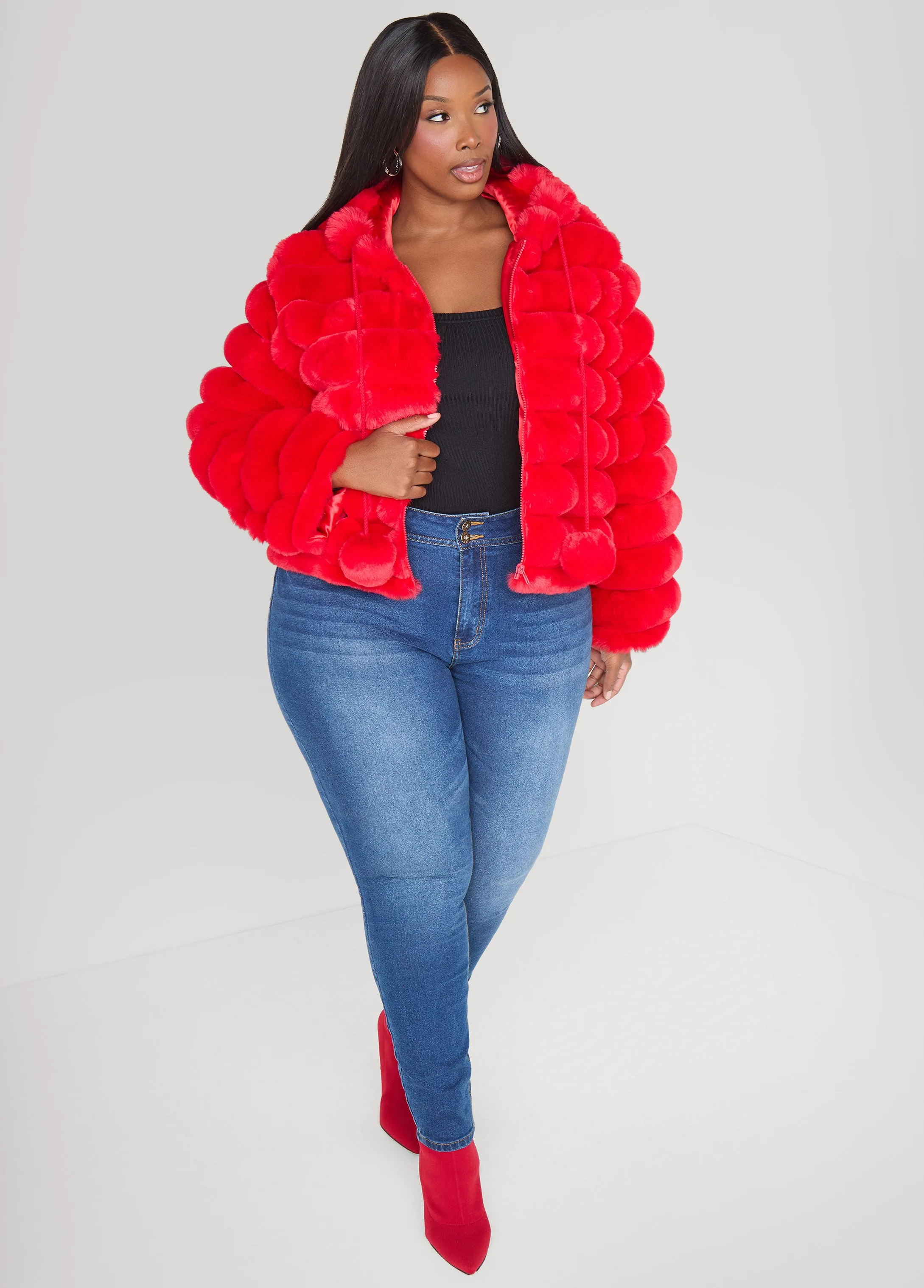 Puff Effect Faux Fur Jacket sold by Ashley Stewart product image thumbnail 2