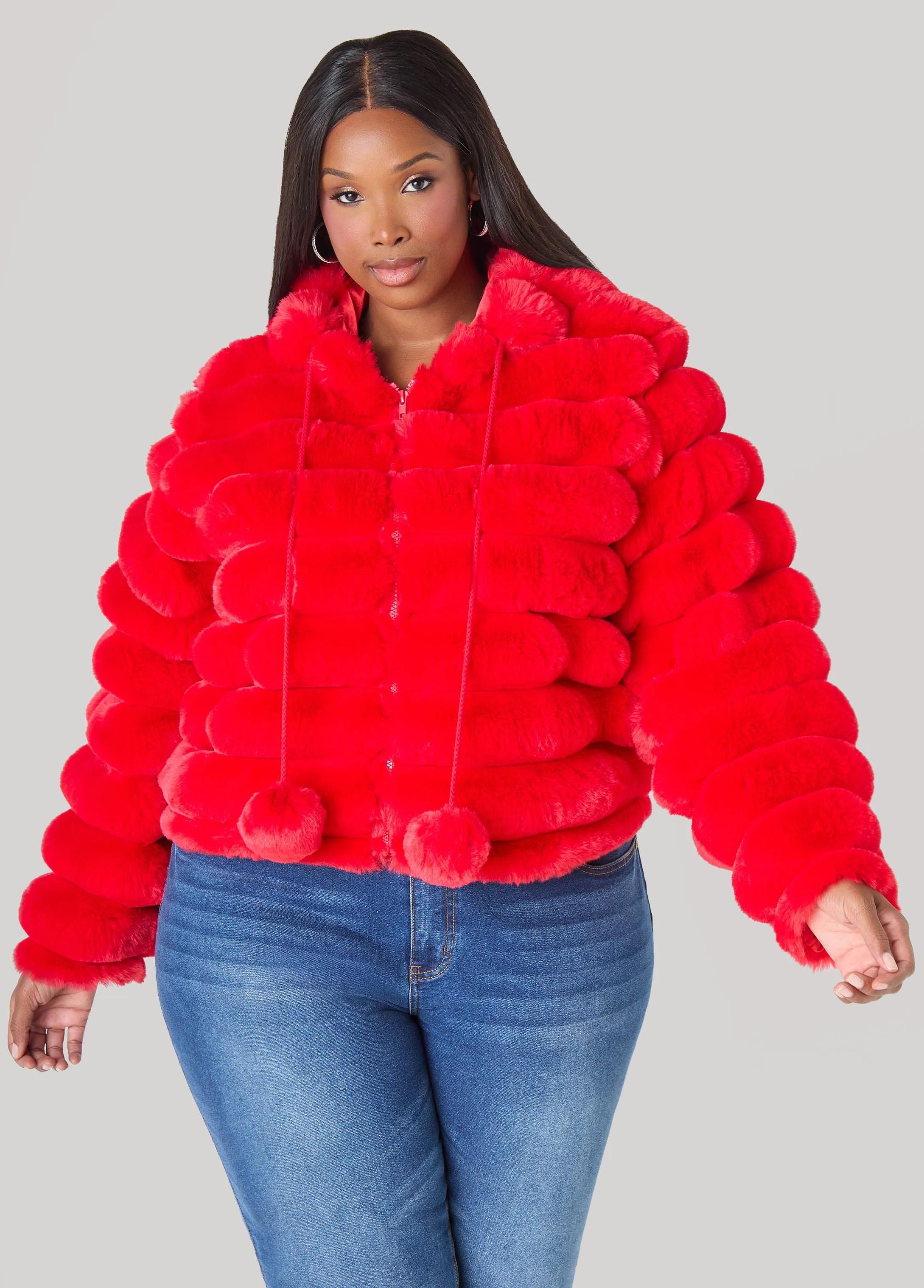Puff Effect Faux Fur Jacket sold by Ashley Stewart product image thumbnail 4