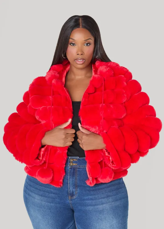 Puff Effect Faux Fur Jacket sold by Ashley Stewart