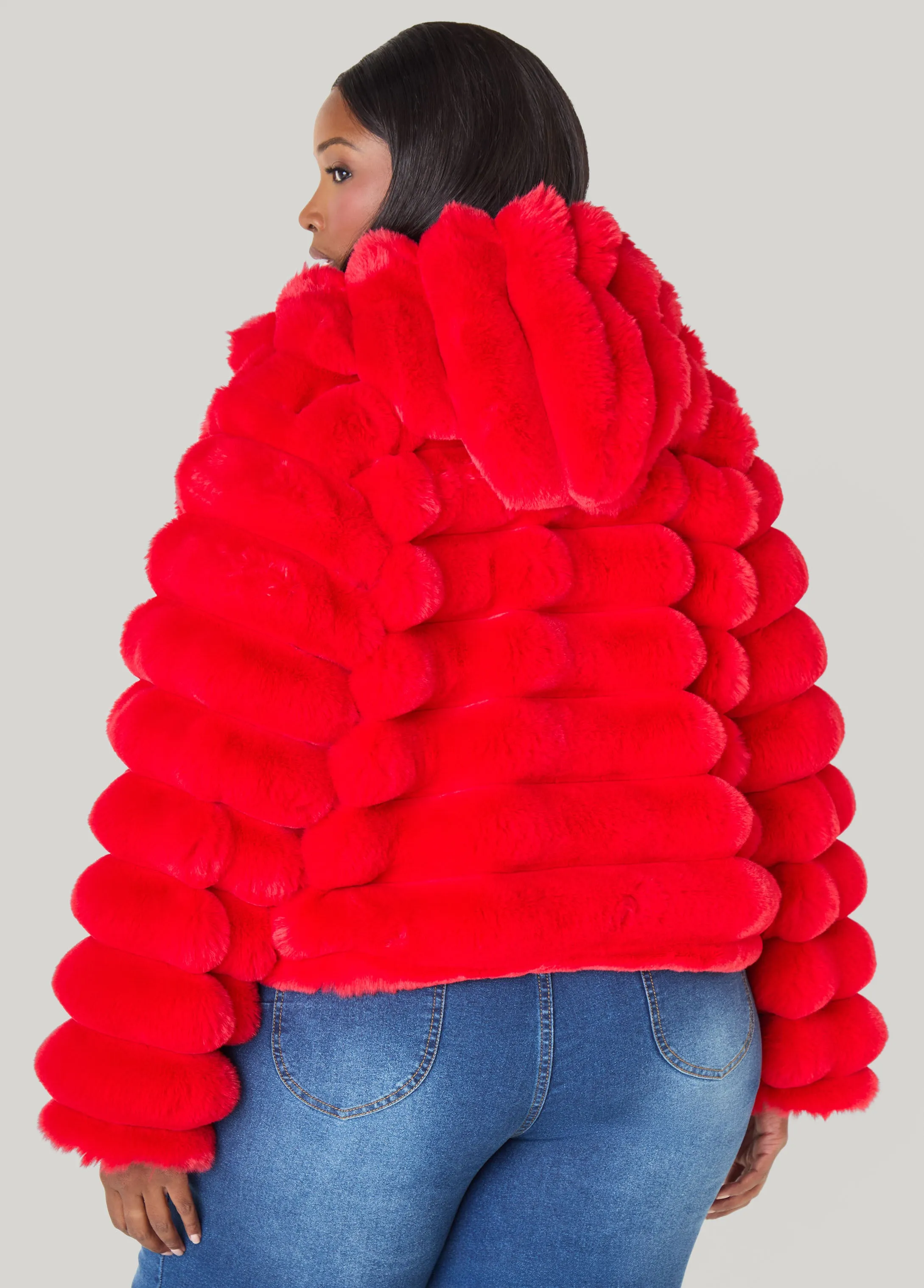 Puff Effect Faux Fur Jacket sold by Ashley Stewart product image thumbnail 5